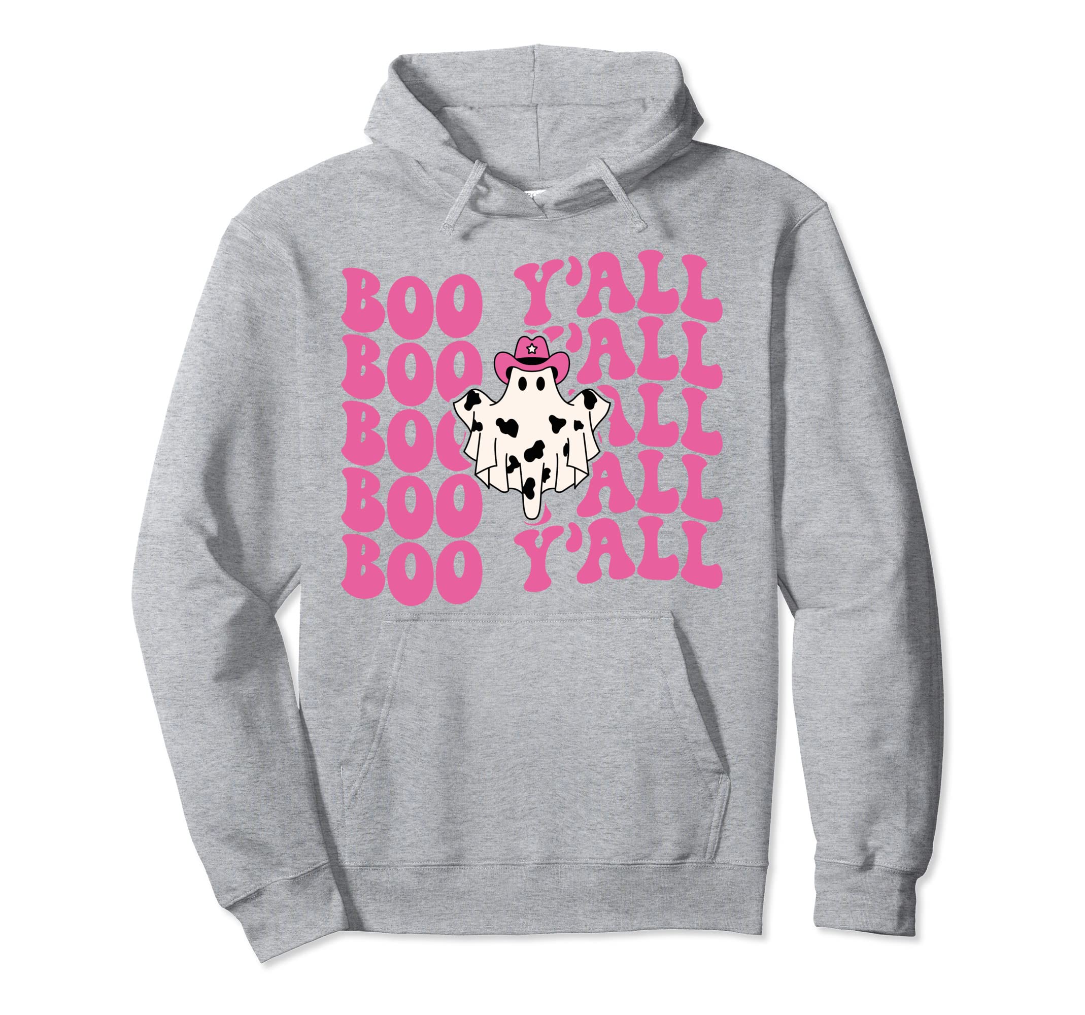 Boo Yall Country Western Groovy Ghost Hoodie - Minimalist Print for Adults - T-Shirt, Sweatshirt, Hoodie