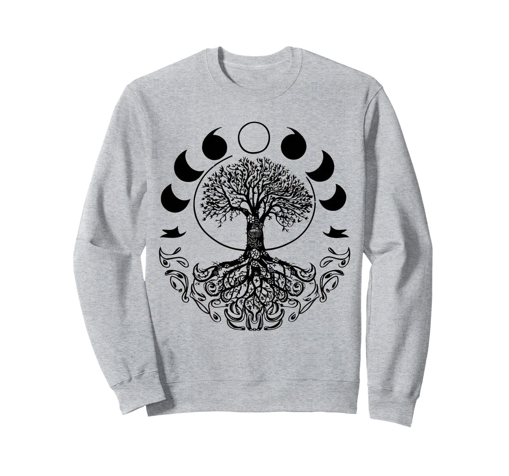 Phases Moon 60S 70S Vibe Tree Life Sweatshirt - Trendy Graphic Unisex - T-Shirt, Sweatshirt, Hoodie
