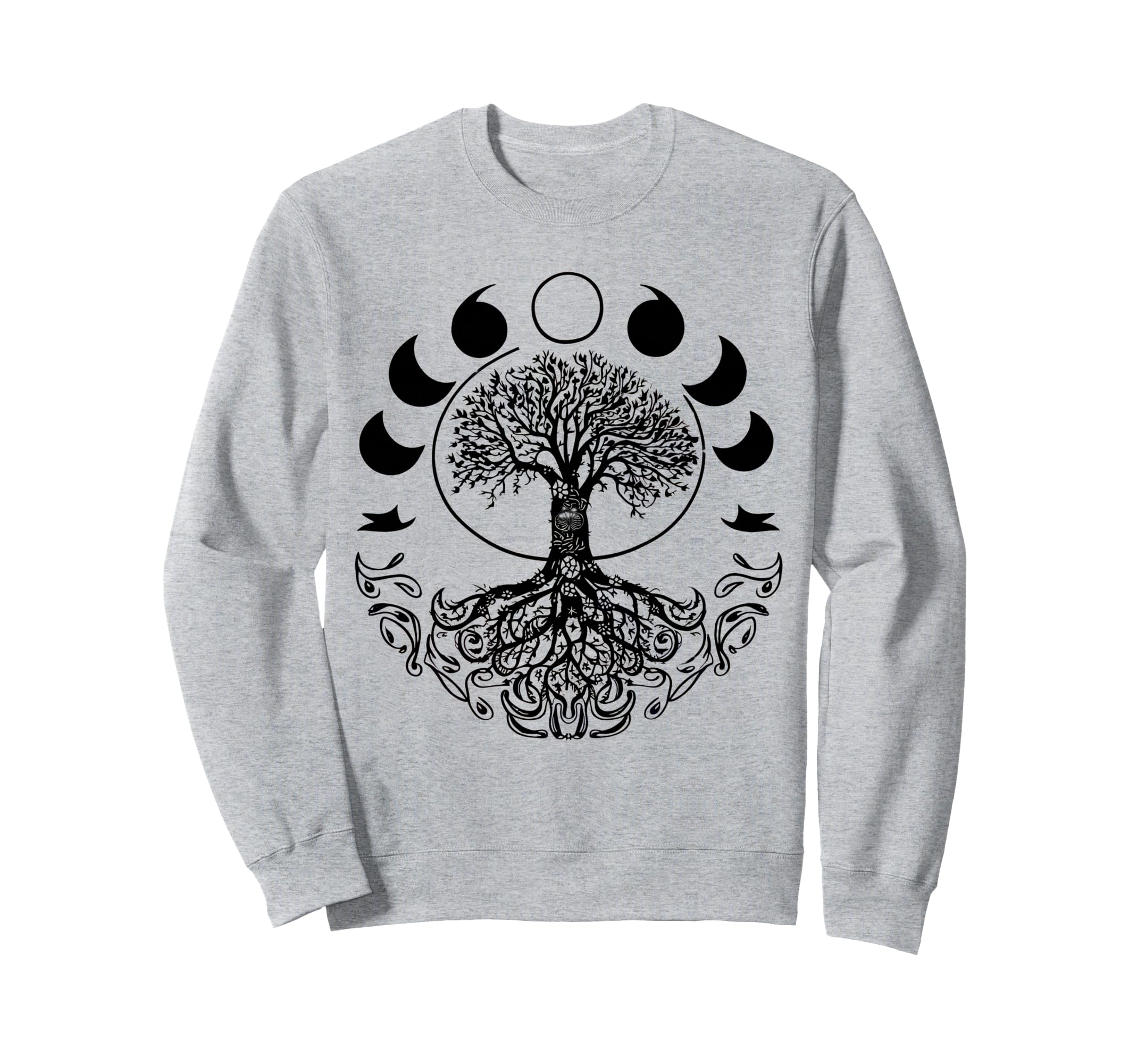 Phases Moon 60S 70S Vibe Tree Life Sweatshirt - Trendy Graphic Unisex - T-Shirt, Sweatshirt, Hoodie