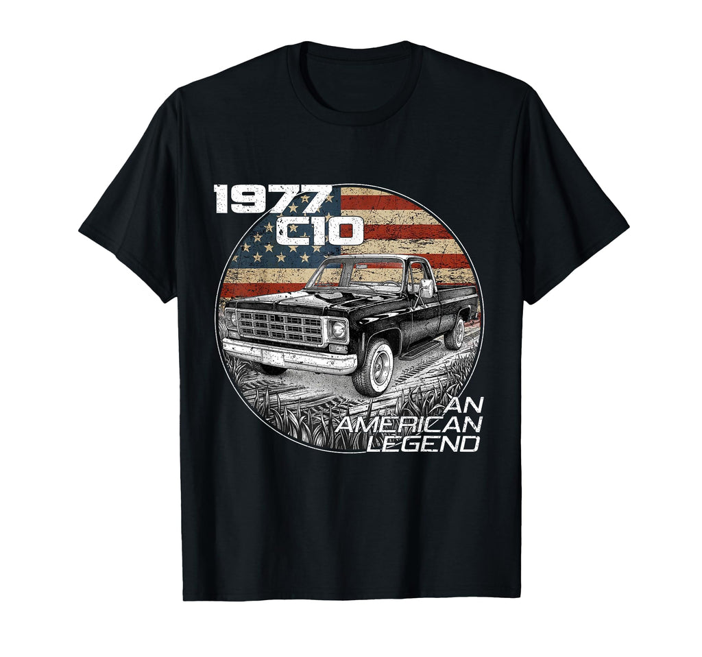 American Flag 1977 C10 77 Truck T-Shirt - Aesthetic Graphic Men Women - T-Shirt, Sweatshirt, Hoodie