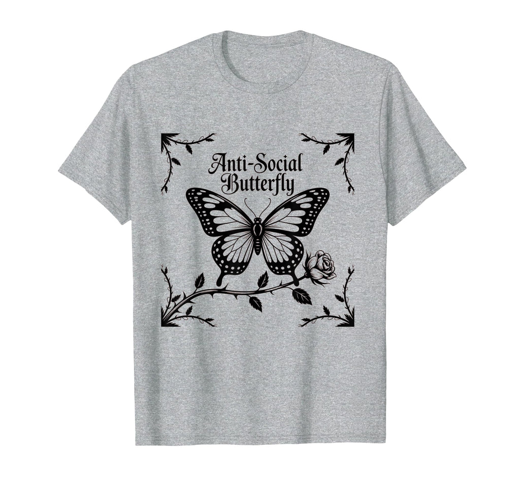 Gothic Aesthetic Antisocial Butterfly T-Shirt - Novelty Apparel for Adults - T-Shirt, Sweatshirt, Hoodie