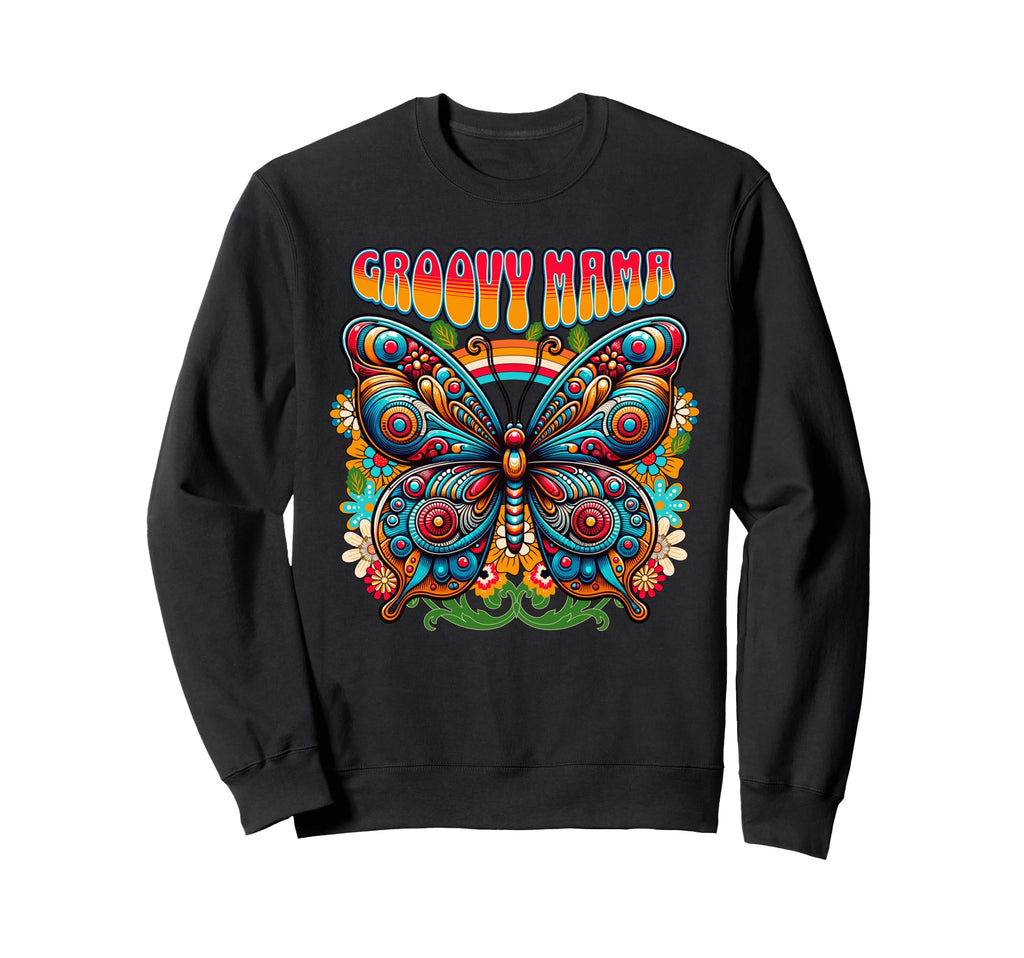 Groovy Mama Butterfly Boho Floral Sweatshirt - Trendy Graphic Unisex - T-Shirt, Sweatshirt, Hoodie