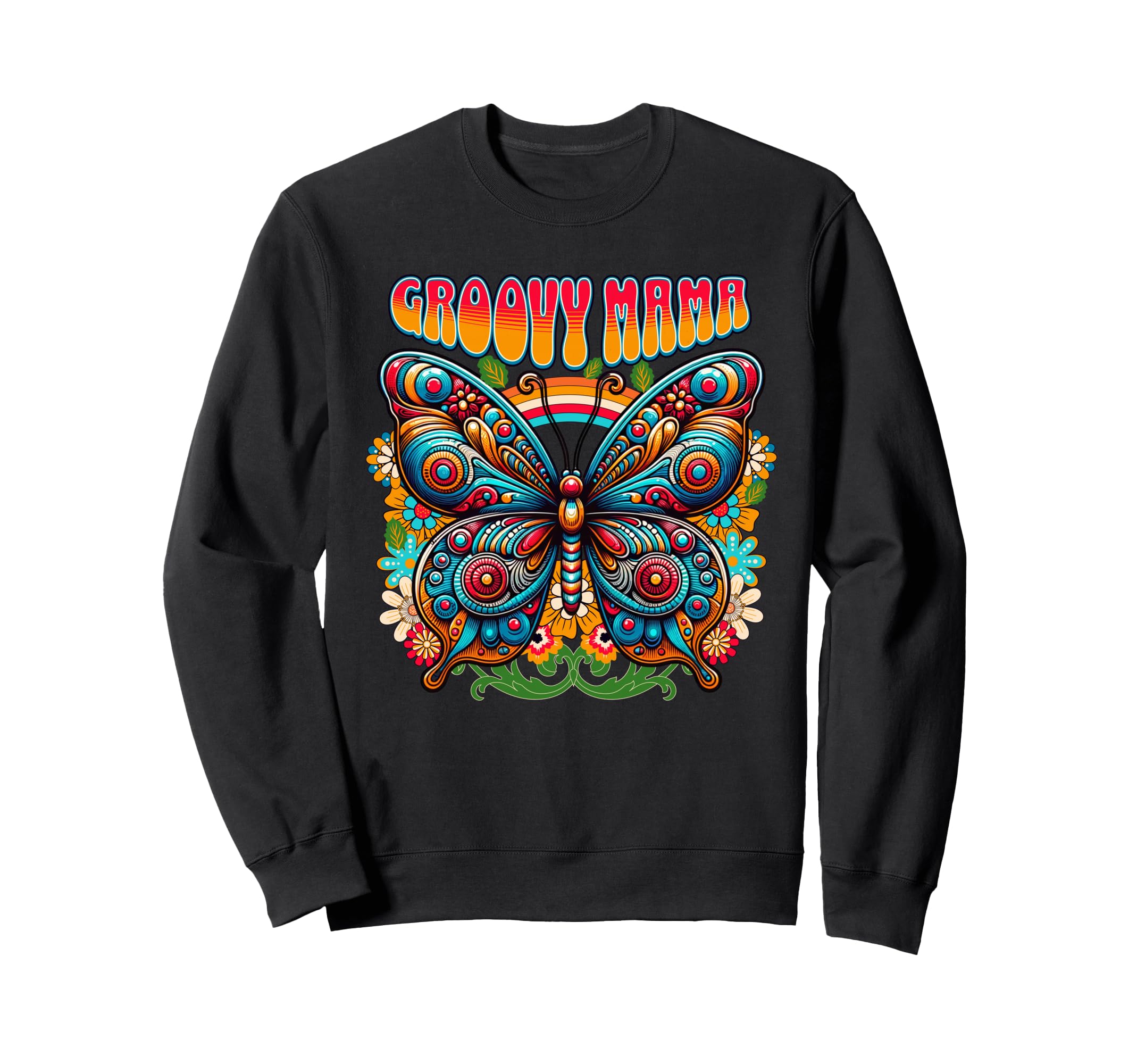 Groovy Mama Butterfly Boho Floral Sweatshirt - Trendy Graphic Unisex - T-Shirt, Sweatshirt, Hoodie