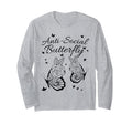 Anti Social Butterfly Simple Asymmetrical T-Shirt - Trendy Graphic Unisex - T-Shirt, Sweatshirt, Hoodie