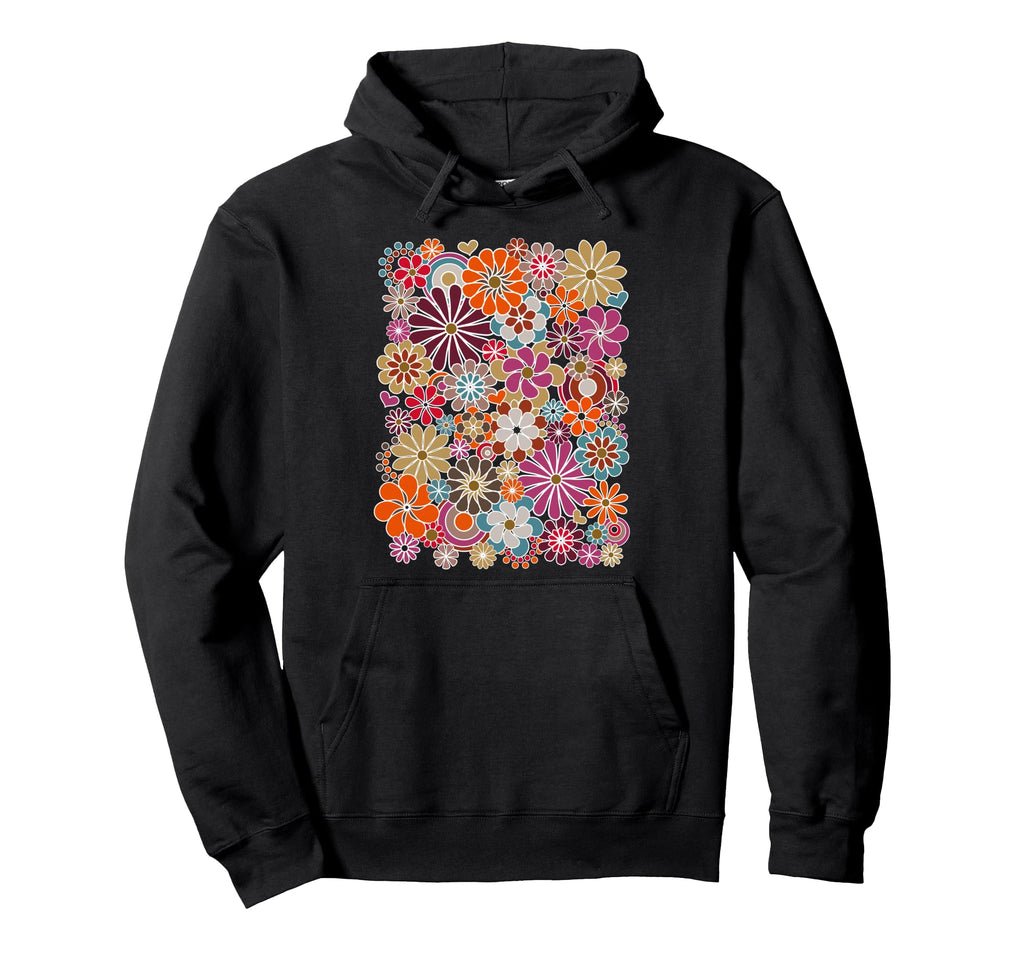 Groovy Floral Pattern Hoodie - Novelty Apparel for Adults - T-Shirt, Sweatshirt, Hoodie