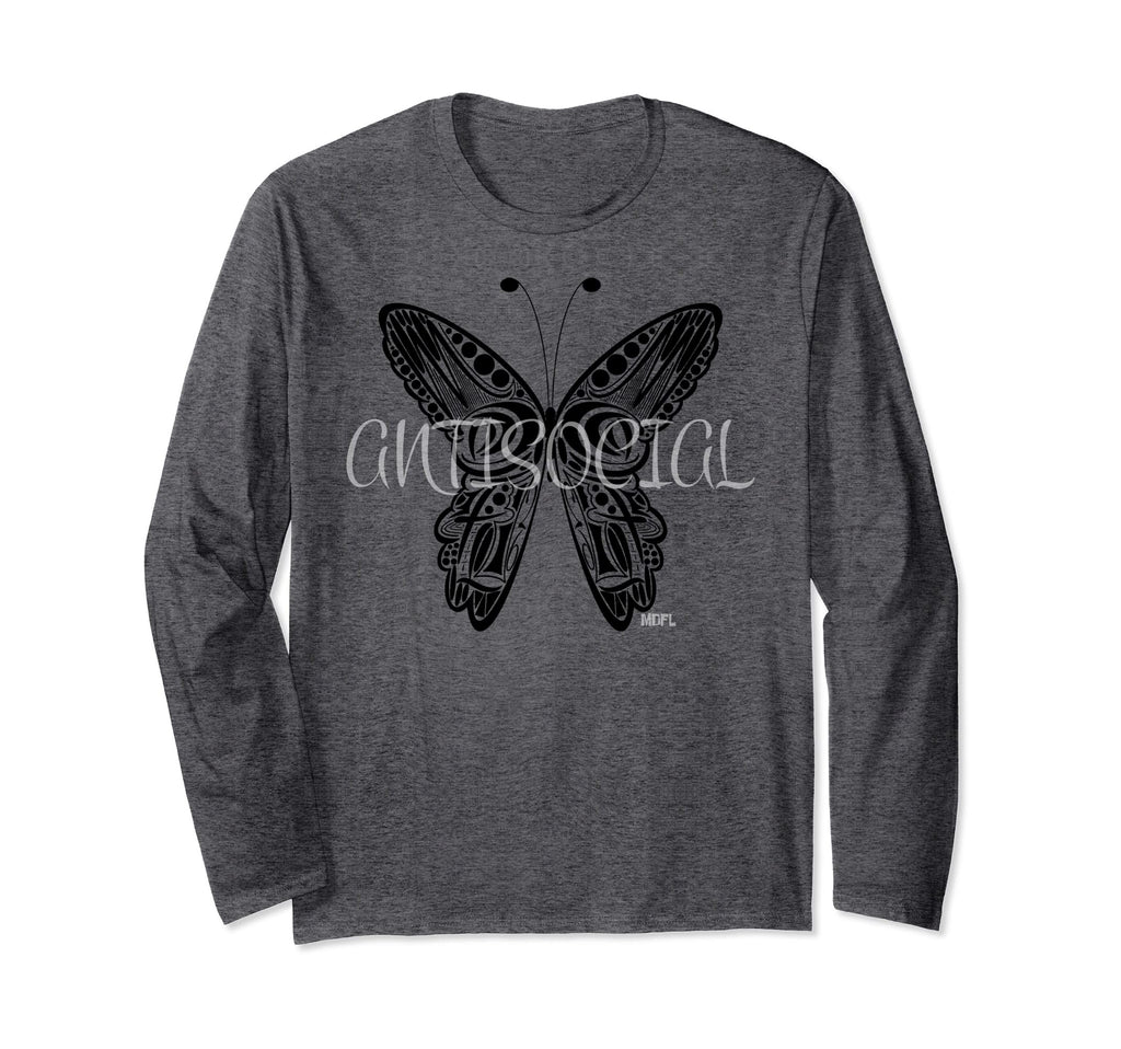 Mdfl Designs Antisocial Butterfly T-Shirt - Graphic Print Unisex - T-Shirt, Sweatshirt, Hoodie