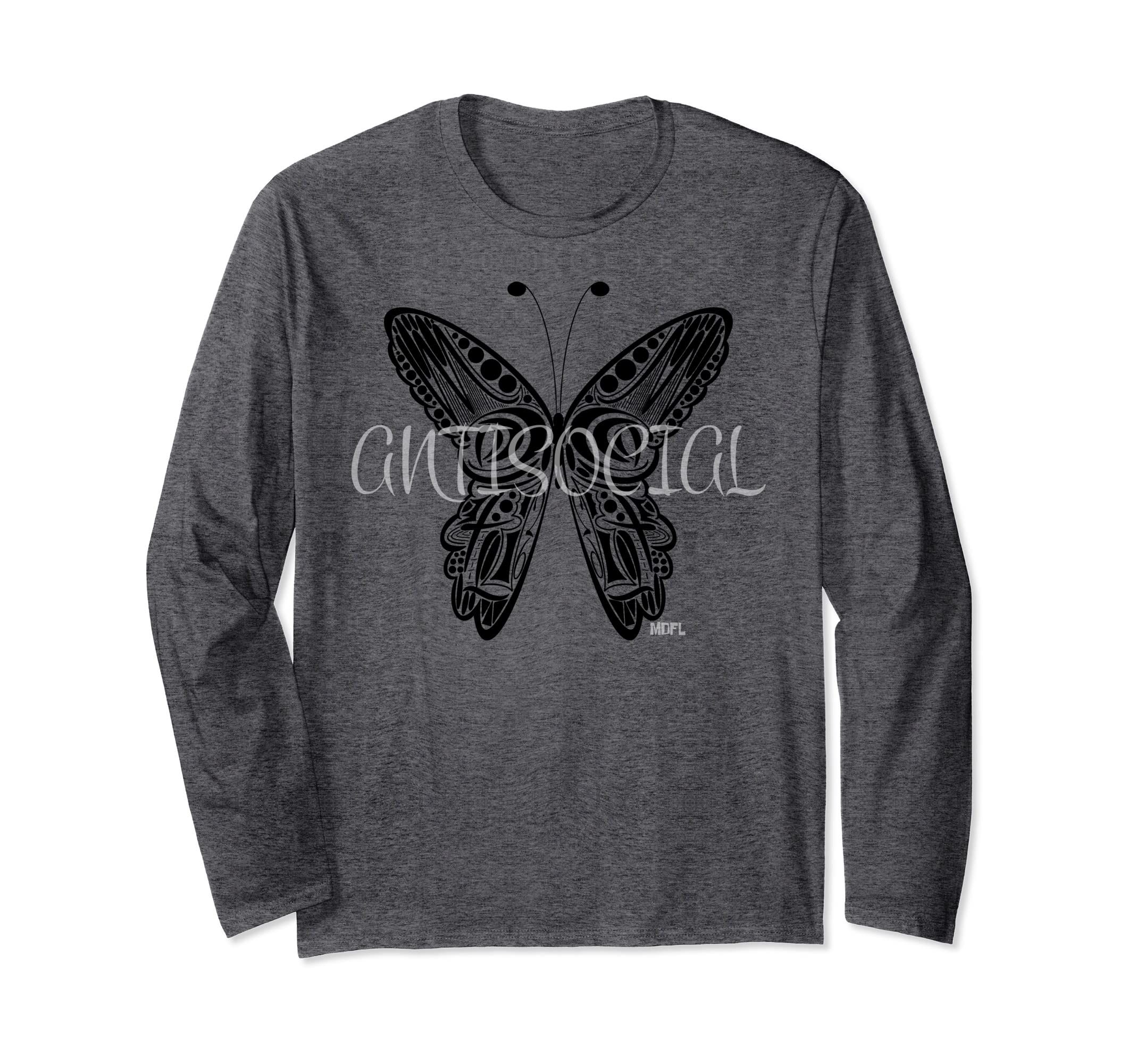 Mdfl Designs Antisocial Butterfly T-Shirt - Graphic Print Unisex - T-Shirt, Sweatshirt, Hoodie