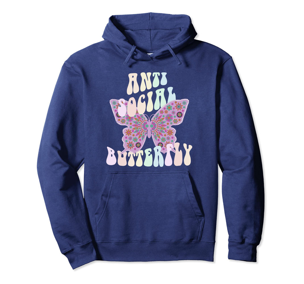 Funny Anti Social Butterfly Club Shy Hoodie - Unique Graphic Men Women - T-Shirt, Sweatshirt, Hoodie