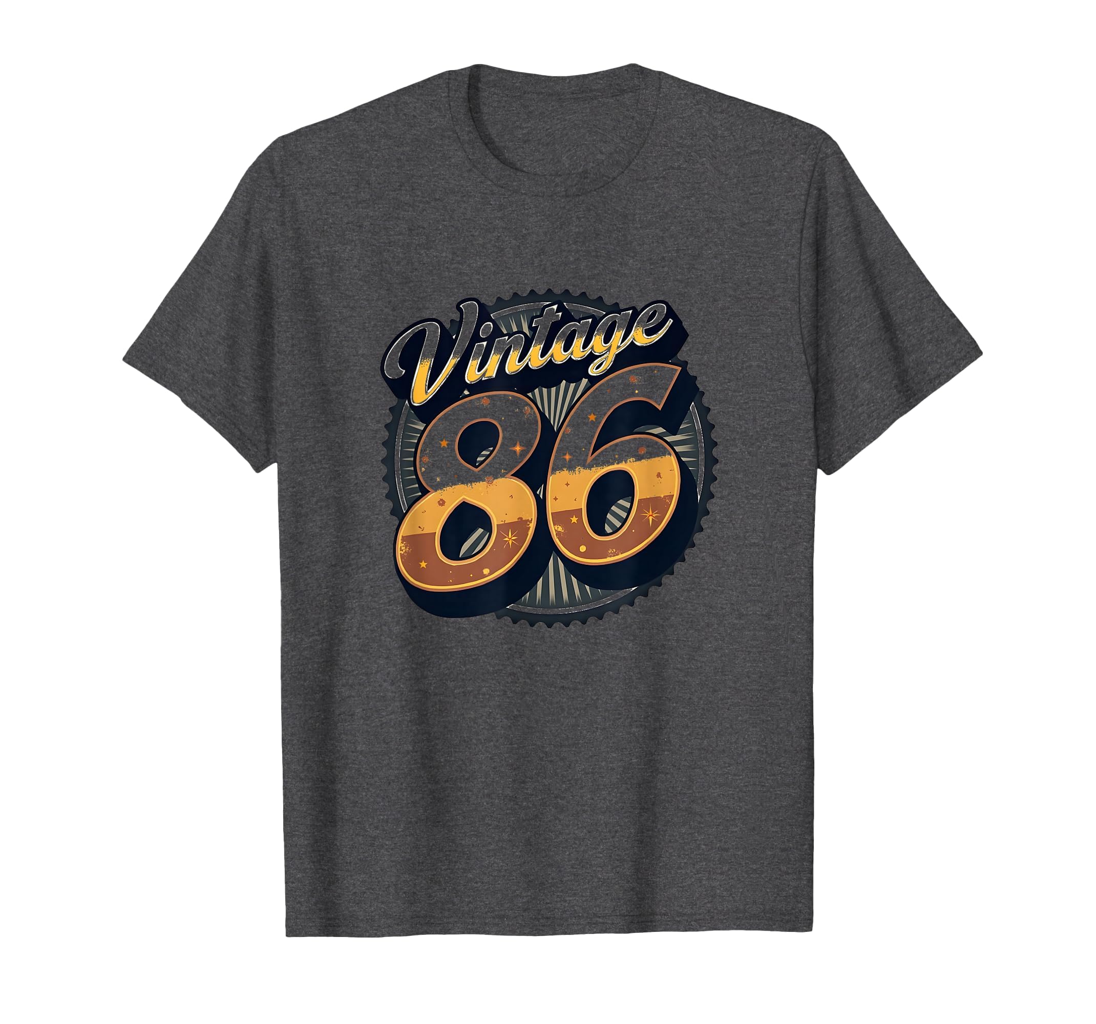 86 Birthday Gift Art Dark Heather T-Shirt - Custom Art Print for Adults - T-Shirt, Sweatshirt, Hoodie