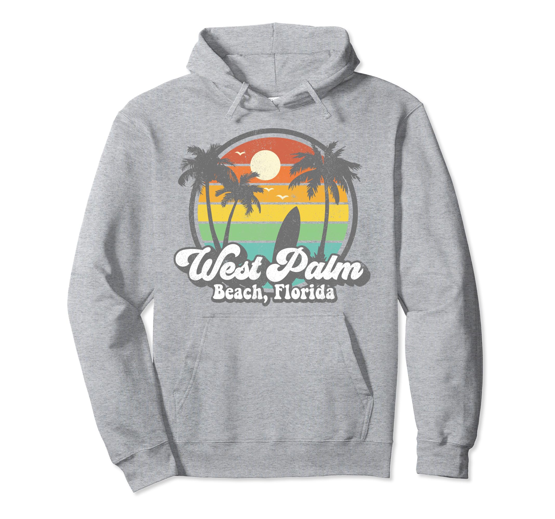 West Palm Florida Beach Surfing 70S Hoodie - Novelty Apparel Men Women - T-Shirt, Sweatshirt, Hoodie