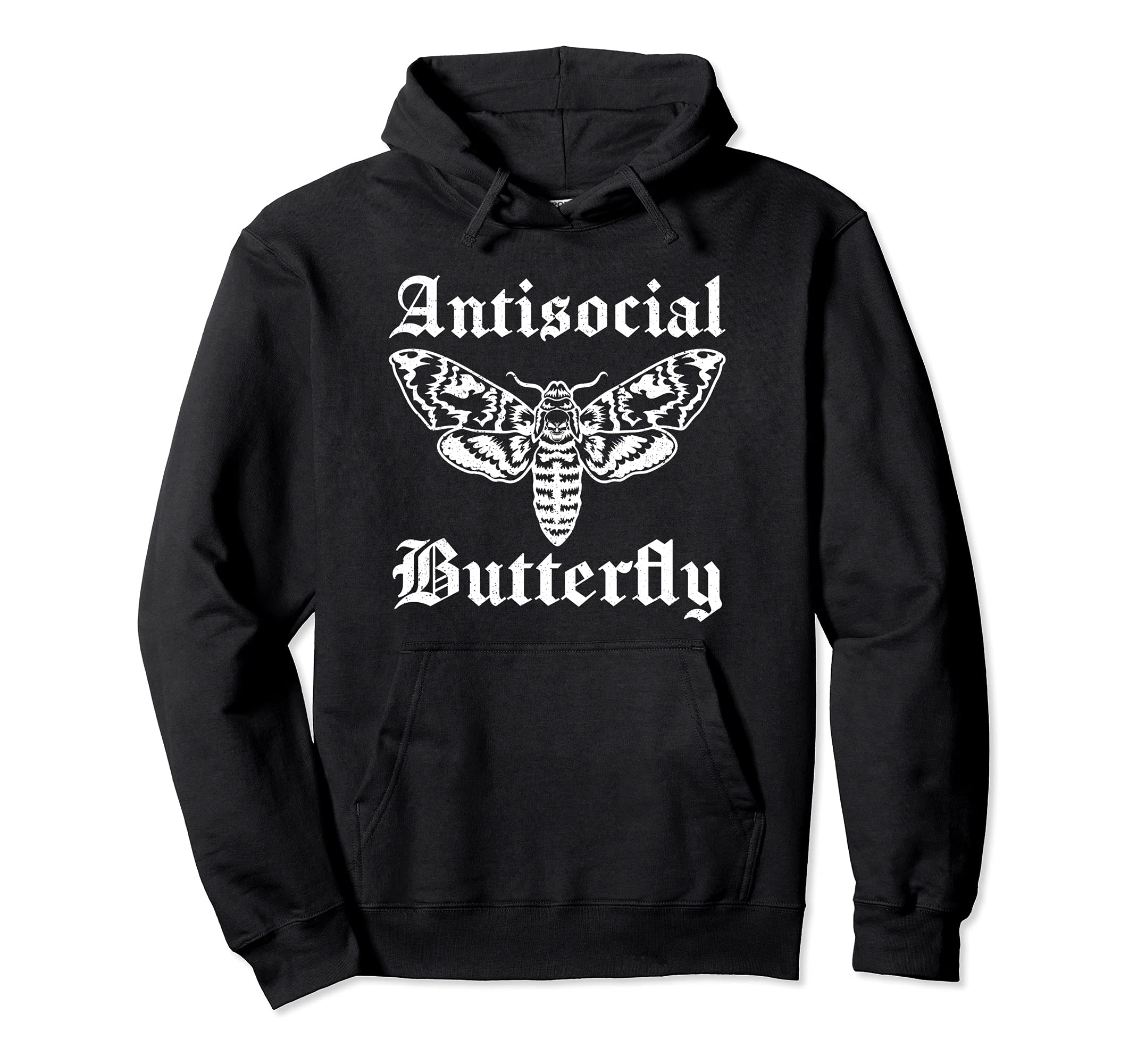 Antisocial Butterfly Introvert Skull Hoodie - Minimalist Print Unisex - T-Shirt, Sweatshirt, Hoodie