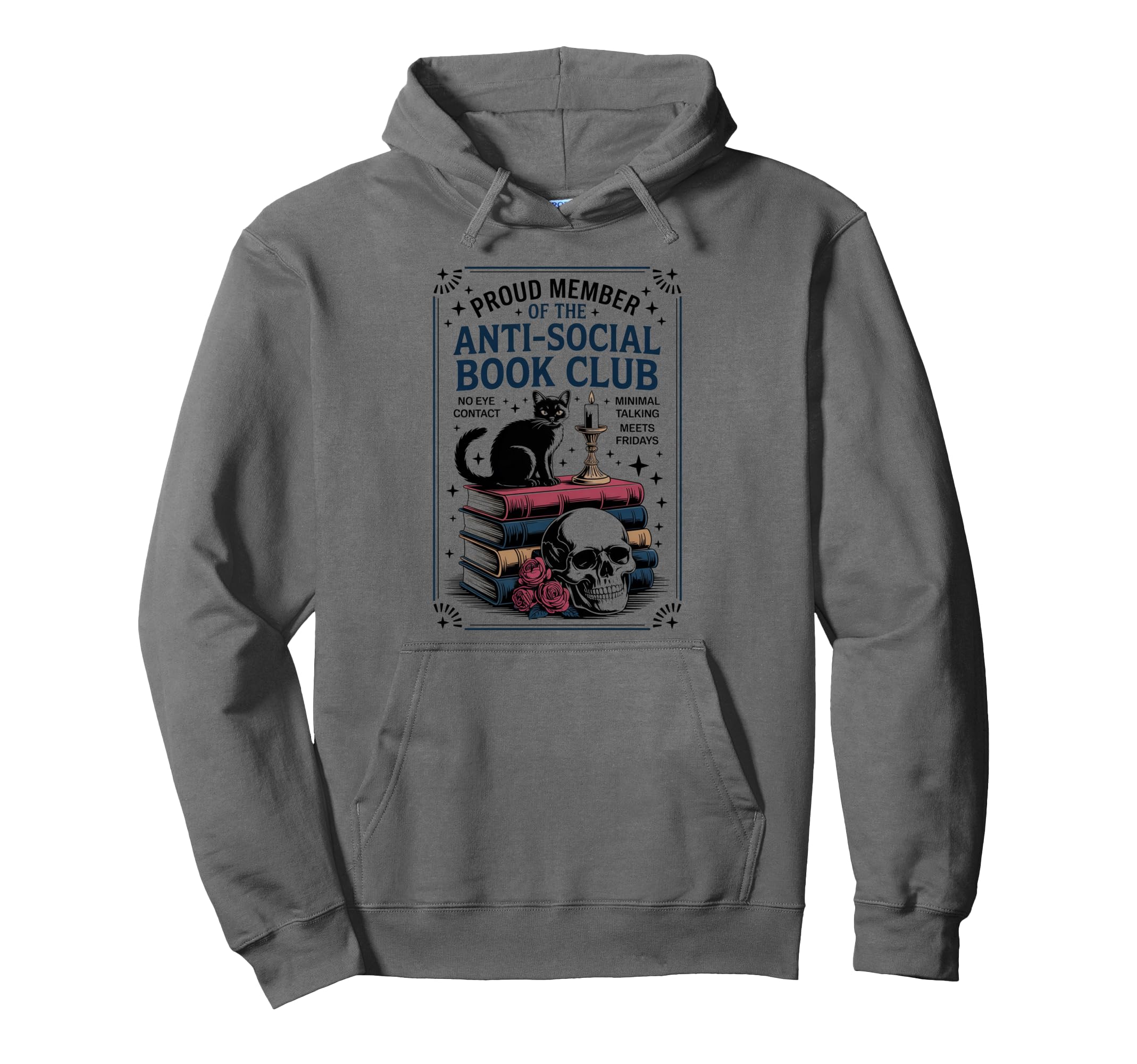 Anti Social Book Club Cat Hoodie - Fun Novelty Design for Adults - T-Shirt, Sweatshirt, Hoodie