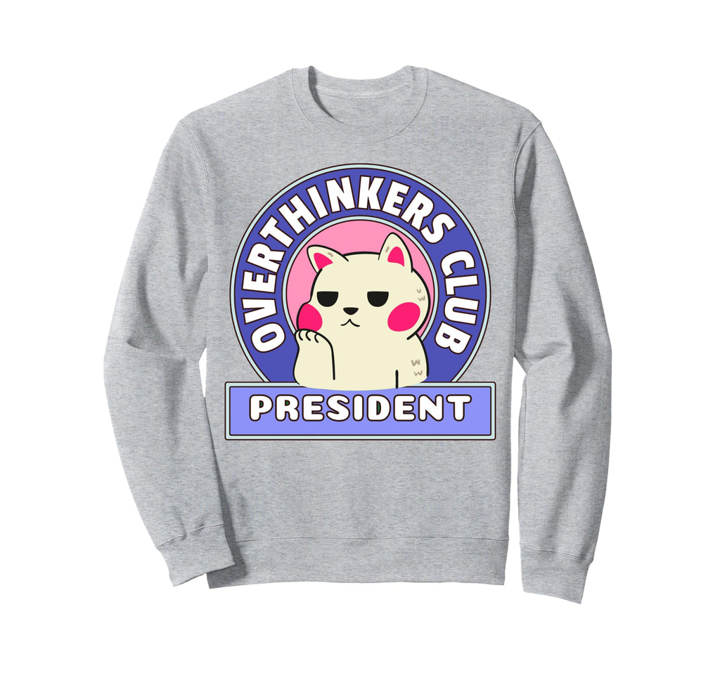 Overthinking Funny Cat Sweatshirt - Custom Art Print for Adults - T-Shirt, Sweatshirt, Hoodie