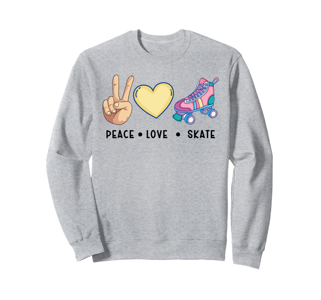 Rollerskating Peace Love Skate Roller Sweatshirt - Trendy Graphic Unisex - T-Shirt, Sweatshirt, Hoodie