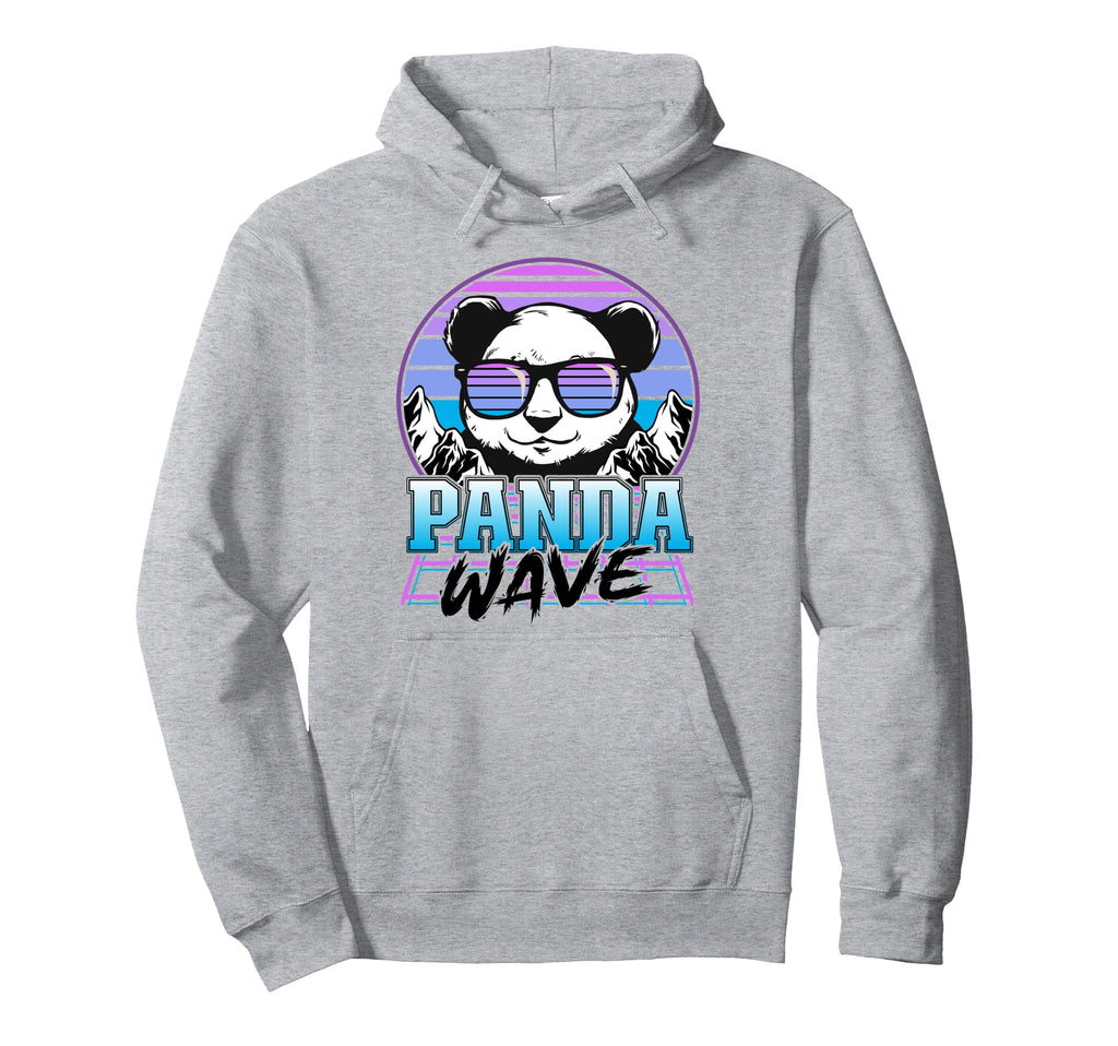 Panda Wave Synthwave Retrowave Sunset Hoodie - Aesthetic Graphic Men Women - T-Shirt, Sweatshirt, Hoodie