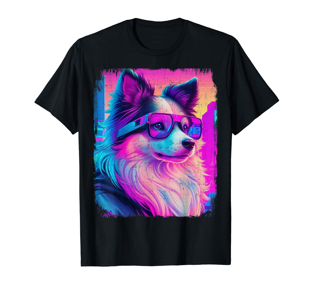 Shetland Sheepdog Dog Vaporwave 80S T-Shirt - Streetwear Style Men Women - T-Shirt, Sweatshirt, Hoodie