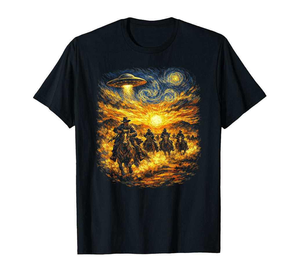 Cowboy Western Alien Ufo Funny T-Shirt - Casual Everyday Wear Men Women - T-Shirt, Sweatshirt, Hoodie