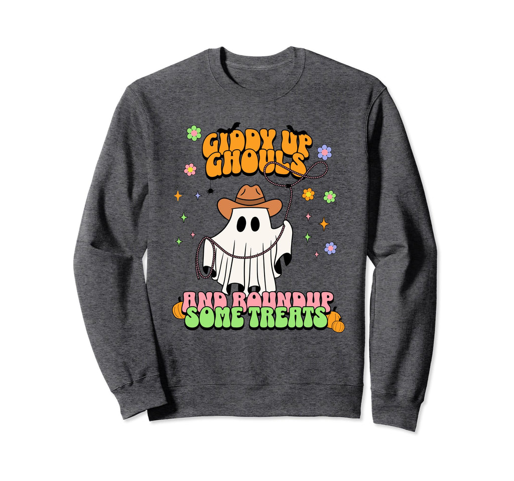 Cowgirl Ghost Western Groovy Halloween Sweatshirt - Novelty Apparel Unisex - T-Shirt, Sweatshirt, Hoodie