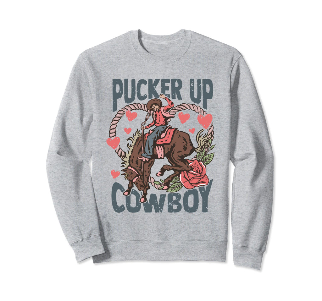 Pucker Up Cowboy Groovy Howdy Sweatshirt - Unique Graphic Men Women - T-Shirt, Sweatshirt, Hoodie