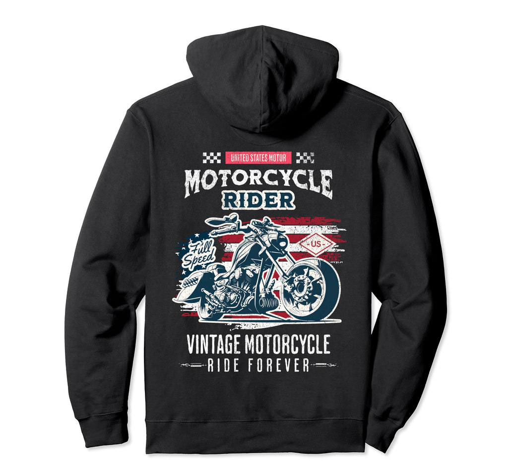 Mens Usa Rider Artwork Motorcycle Hoodie - Novelty Apparel for Adults - T-Shirt, Sweatshirt, Hoodie