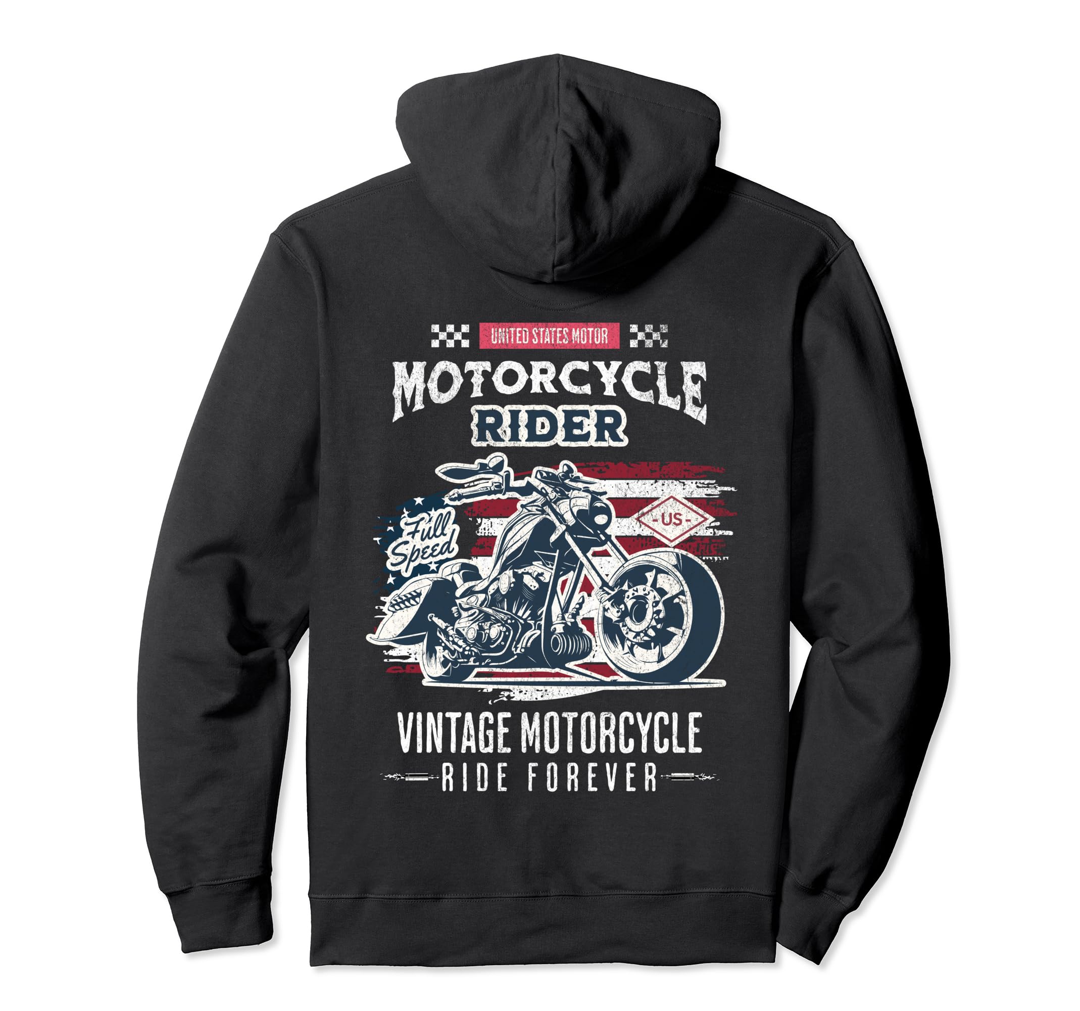 Mens Usa Rider Artwork Motorcycle Hoodie - Novelty Apparel for Adults - T-Shirt, Sweatshirt, Hoodie