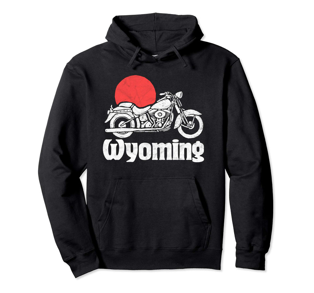 Wyoming Motorcycle Sun Minimalist Hoodie - Custom Art Print for Adults - T-Shirt, Sweatshirt, Hoodie