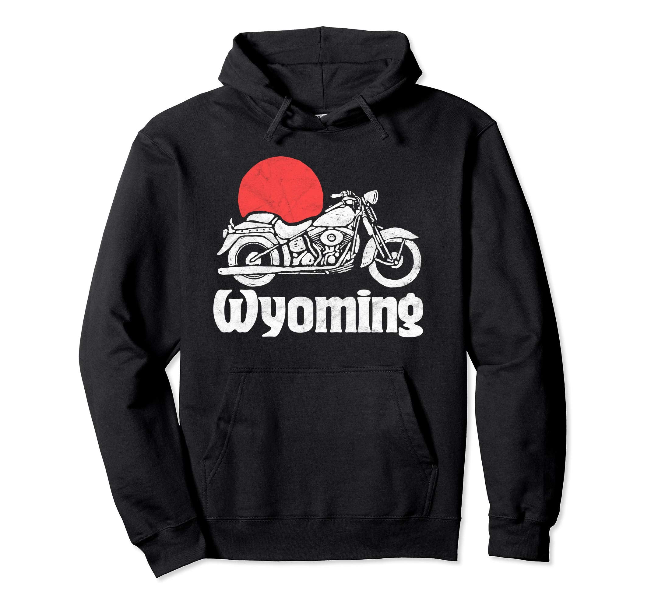 Wyoming Motorcycle Sun Minimalist Hoodie - Custom Art Print for Adults - T-Shirt, Sweatshirt, Hoodie