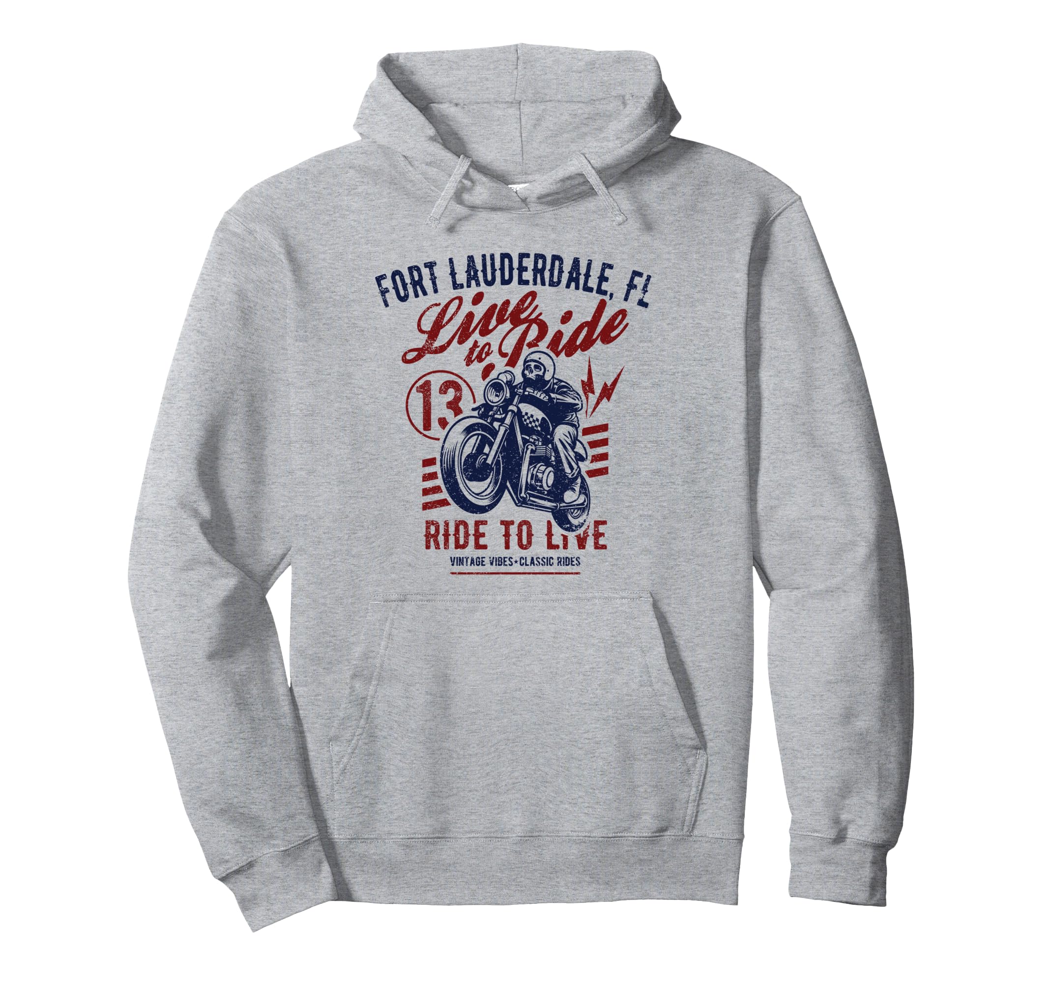 Fort Lauderdale Florida Motorcycle Hoodie - Aesthetic Graphic Men Women - T-Shirt, Sweatshirt, Hoodie