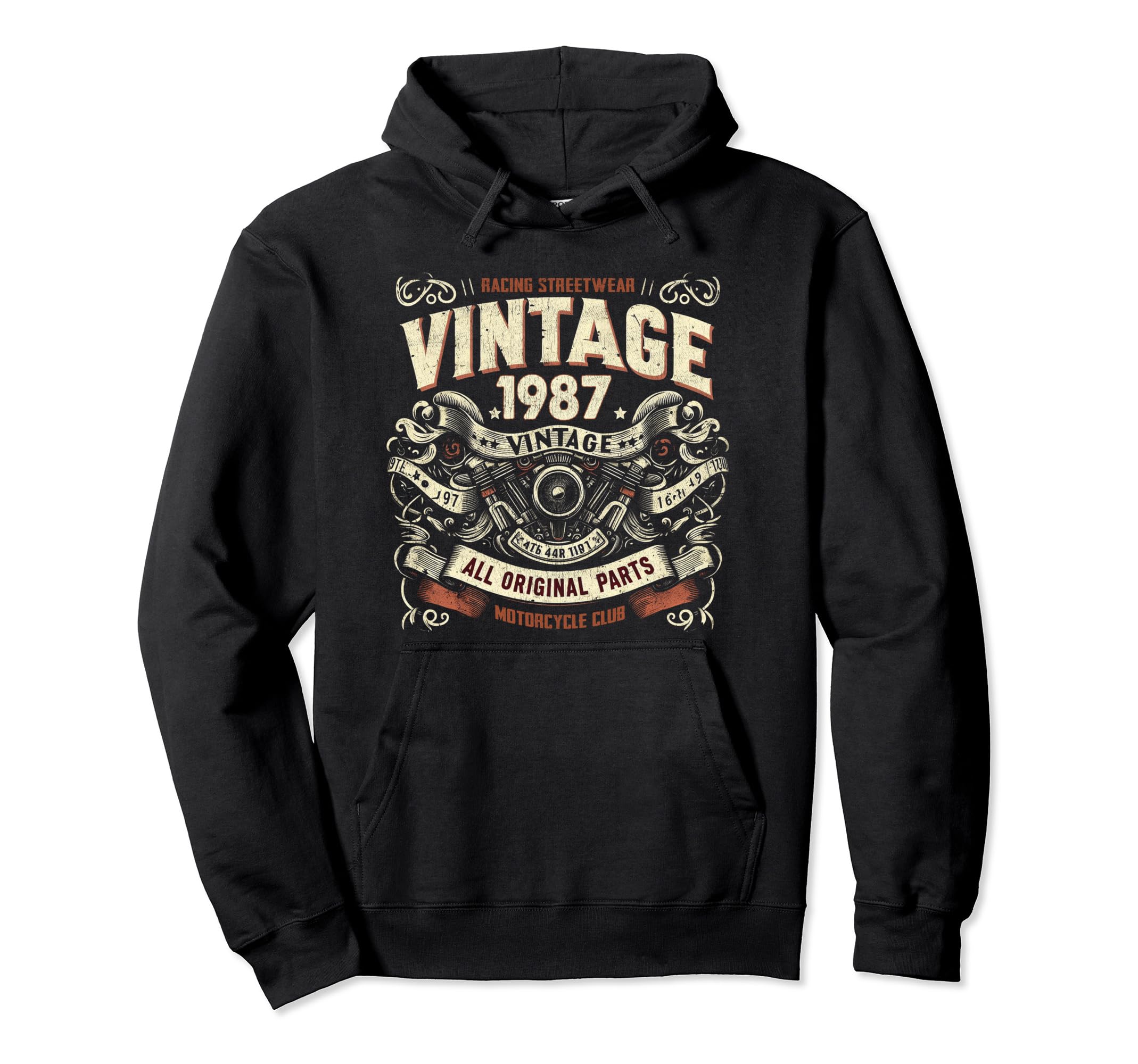 1987 Born 1987 37Th Birthday Motorcycle Hoodie - Unique Graphic Unisex - T-Shirt, Sweatshirt, Hoodie