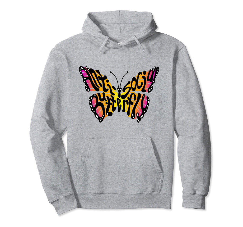 Anti Social Butterfly Beautiful Colorful Hoodie - Trendy Graphic Men Women - T-Shirt, Sweatshirt, Hoodie