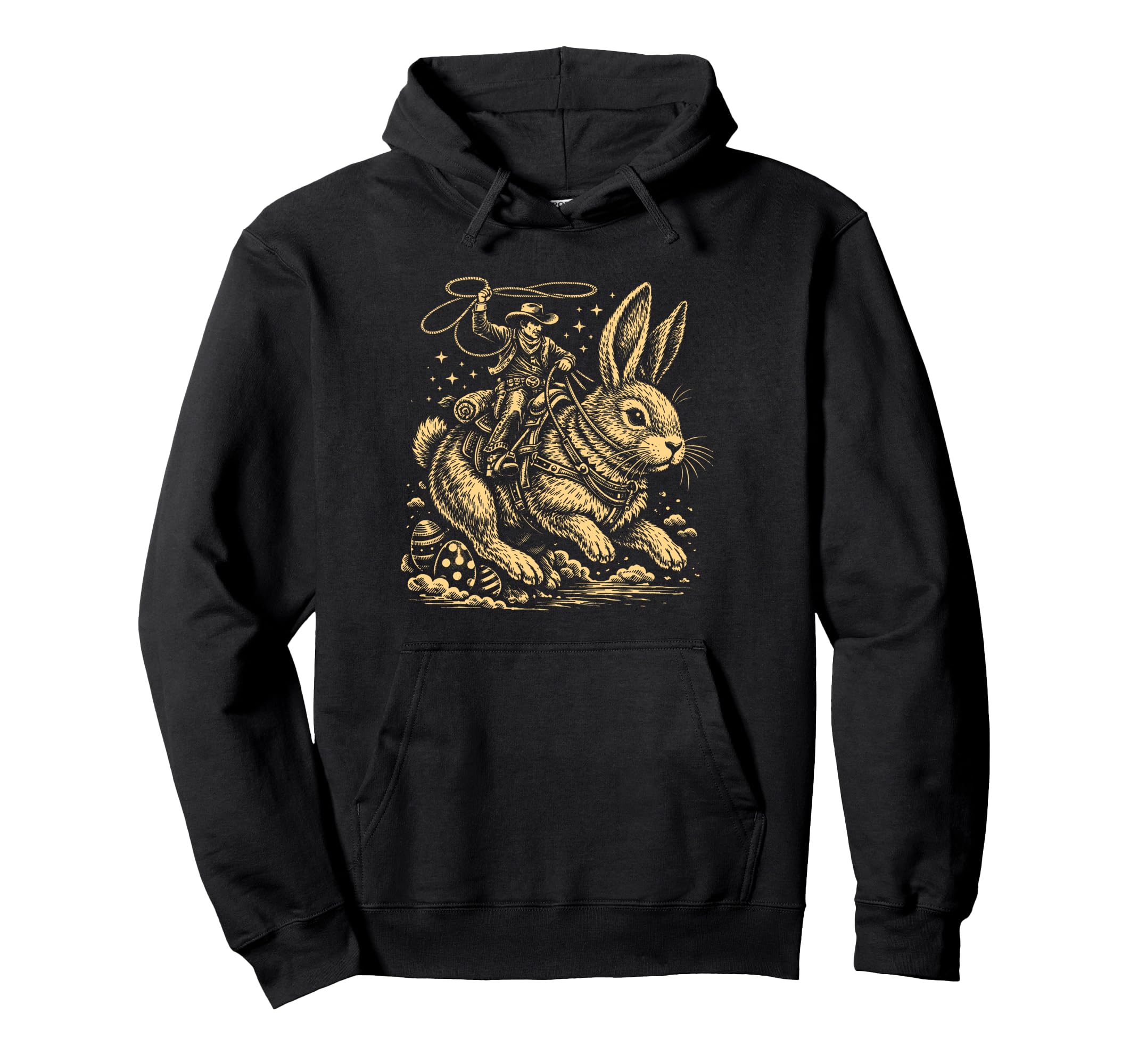 Funny Cowboy Easter Bunny Western Howdy Hoodie - Aesthetic Graphic Unisex - T-Shirt, Sweatshirt, Hoodie