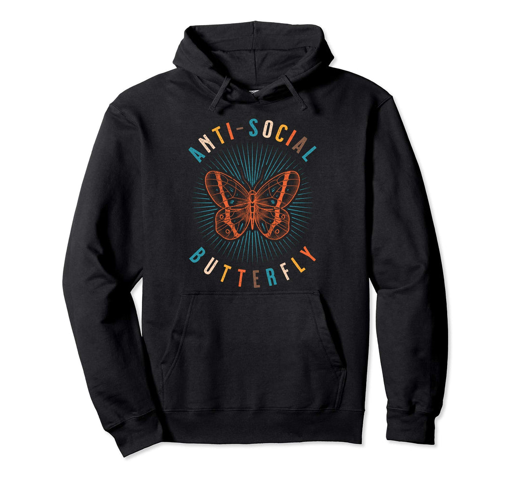 Anti Social Butterfly Shy Hoodie - Custom Art Print for Adults - T-Shirt, Sweatshirt, Hoodie