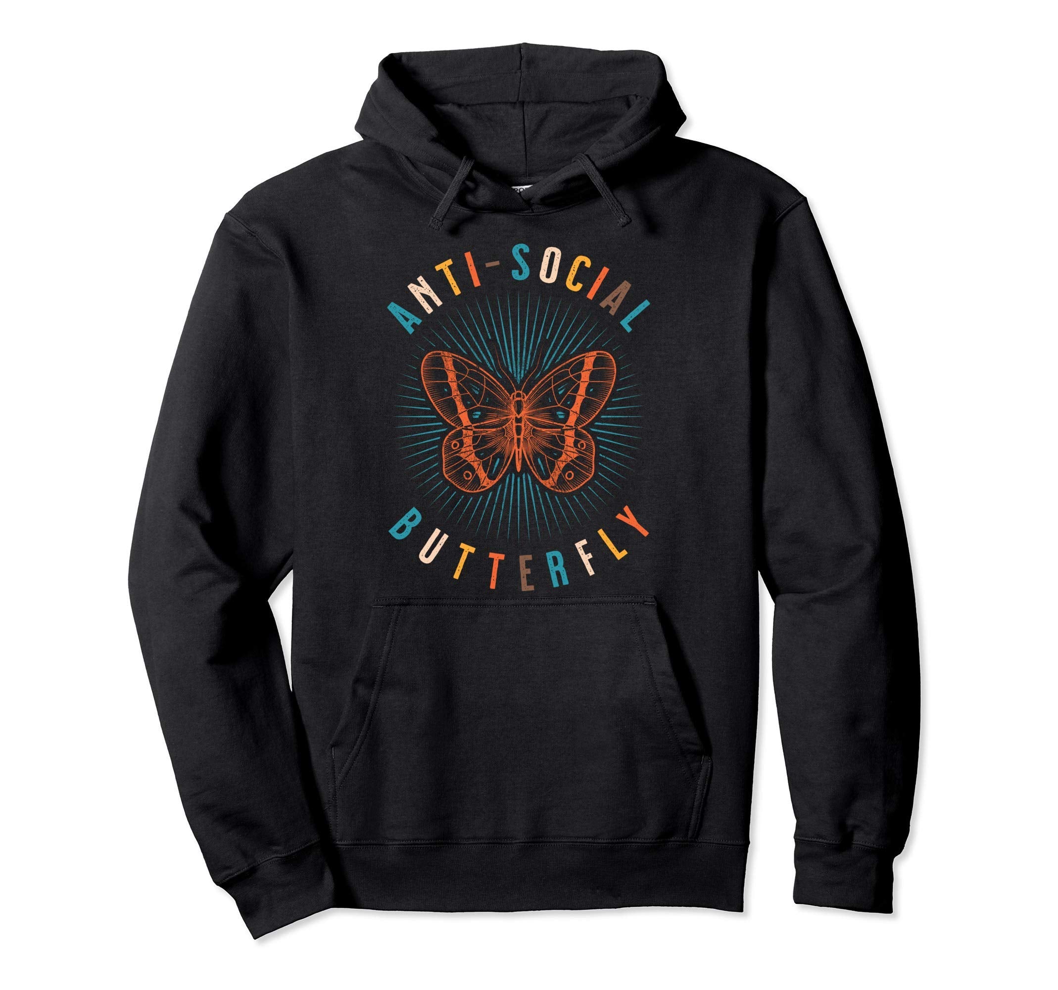 Anti Social Butterfly Shy Hoodie - Custom Art Print for Adults - T-Shirt, Sweatshirt, Hoodie