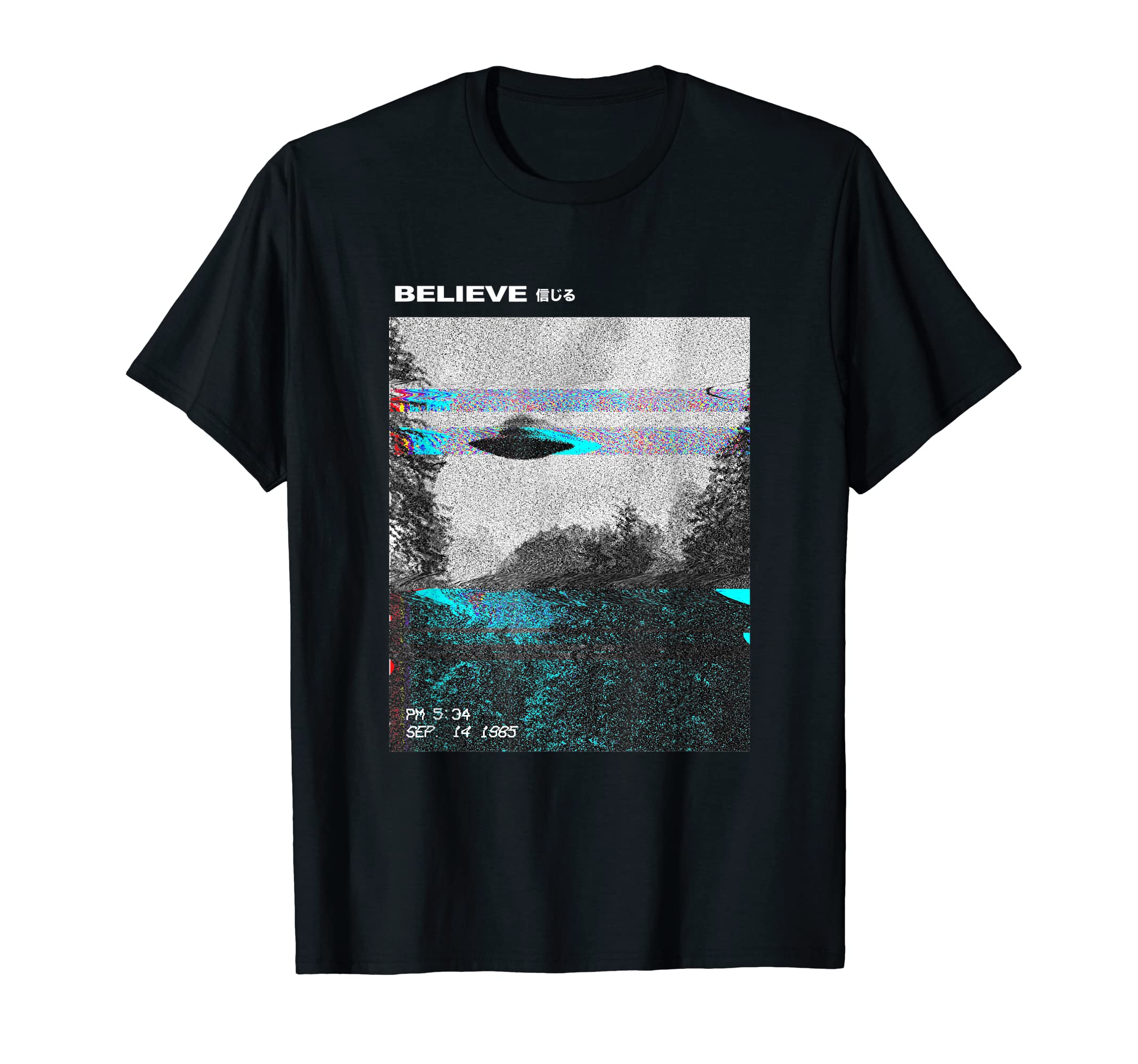 Believe Ufo Vaporwave Synthwave T-Shirt - Minimalist Print Men Women - T-Shirt, Sweatshirt, Hoodie