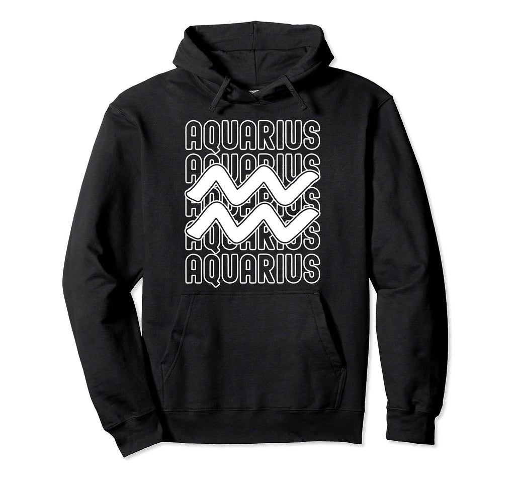 Aquarius Zodiac Sign Typography Hoodie - Novelty Apparel Men Women - T-Shirt, Sweatshirt, Hoodie