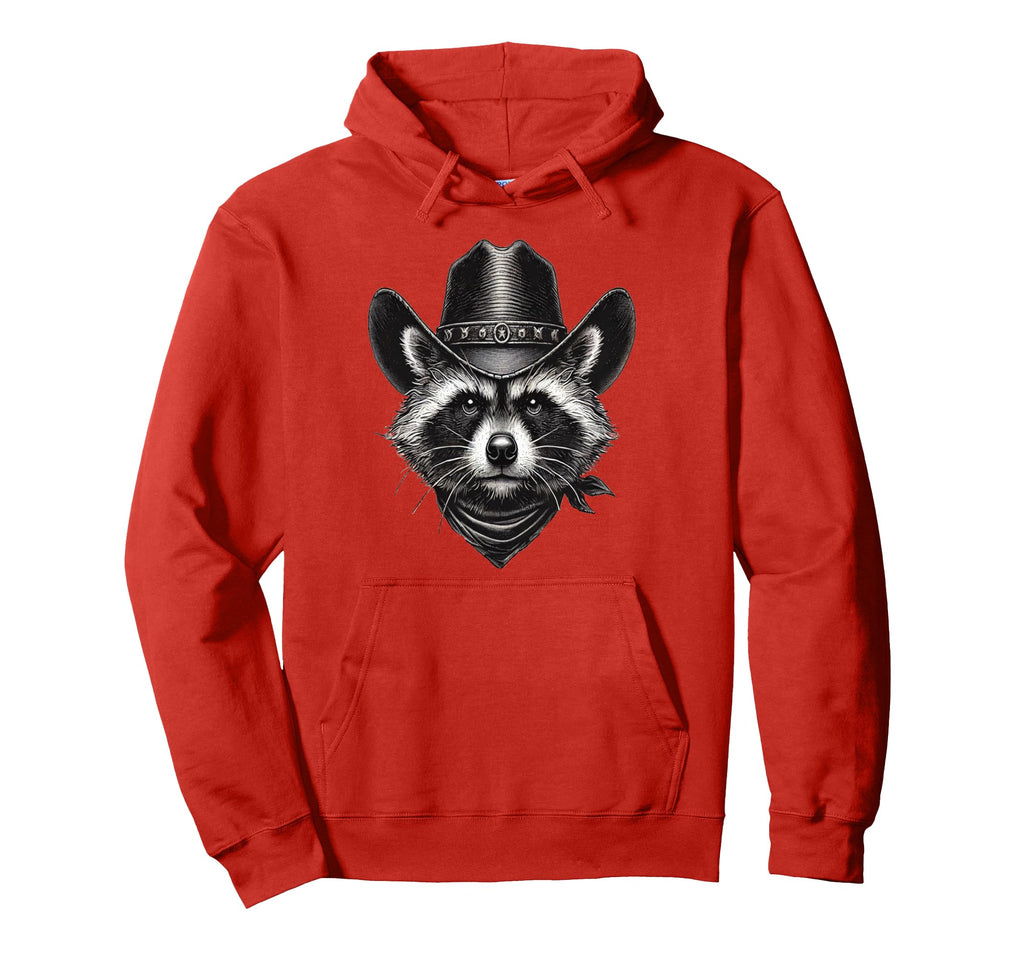 Racoon Cowboy Cowgirl Wearing Western Hoodie - Custom Art Print Men Women - T-Shirt, Sweatshirt, Hoodie