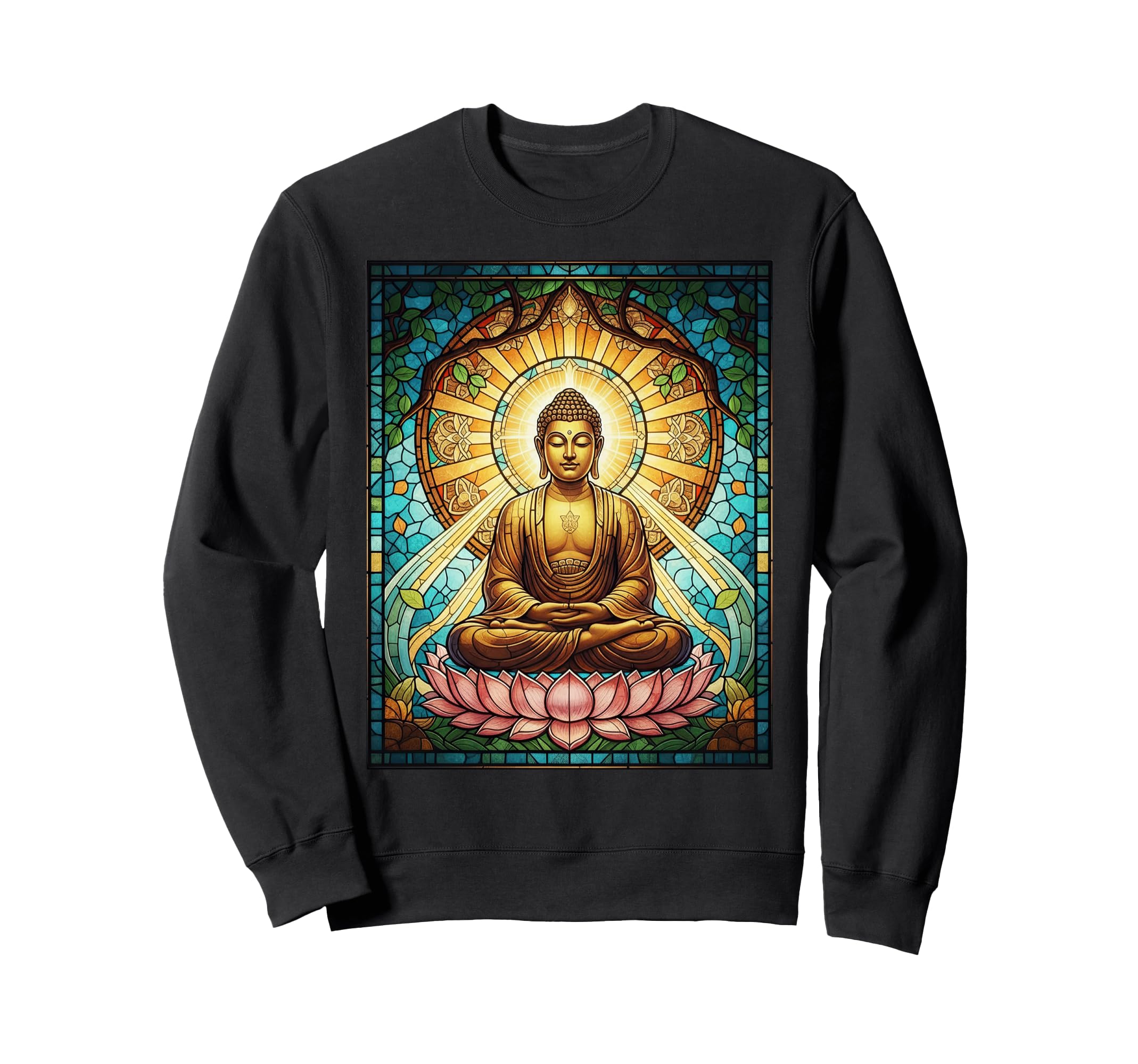 Stained Glass Buddha Zen Buddhism Sweatshirt - Streetwear Style Unisex - T-Shirt, Sweatshirt, Hoodie