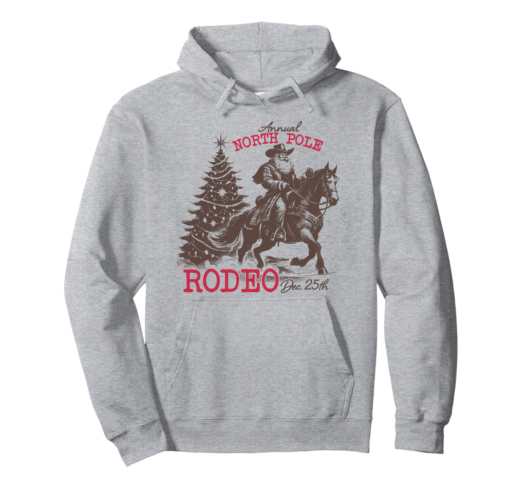 Annual North Pole Rodeo Santa Western Hoodie - Graphic Print Men Women - T-Shirt, Sweatshirt, Hoodie