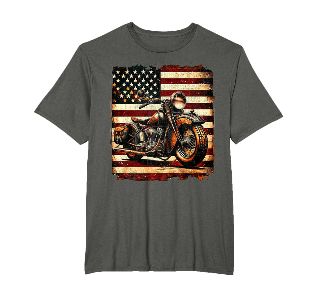 Motorcycle Usa Flag Biker Distressed T-Shirt - Unique Graphic Unisex - T-Shirt, Sweatshirt, Hoodie