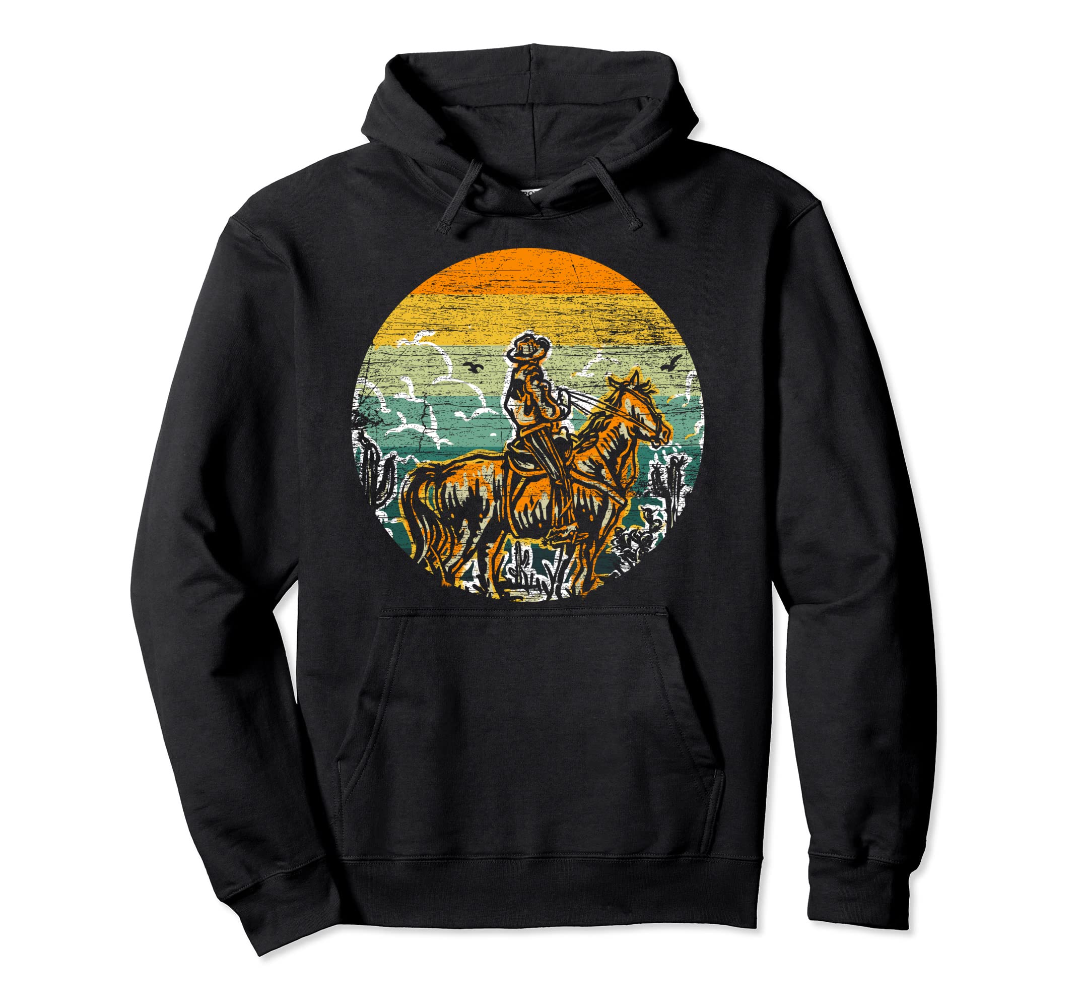 Western Country Horseback Riding Cowboy Hoodie - Graphic Print for Adults - T-Shirt, Sweatshirt, Hoodie