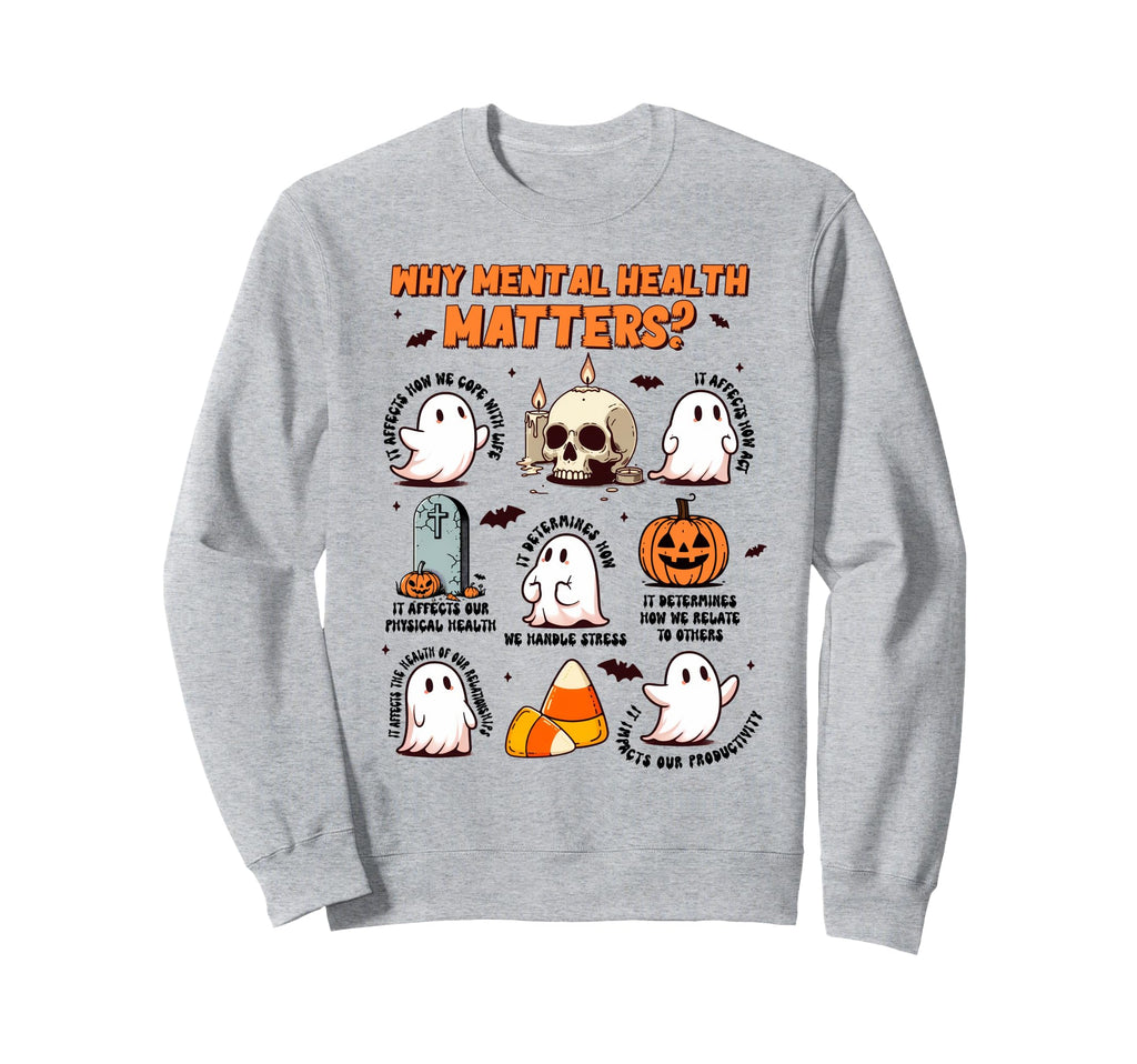 Halloween Vibes Boo Mental Health Sweatshirt - Trendy Graphic Unisex - T-Shirt, Sweatshirt, Hoodie