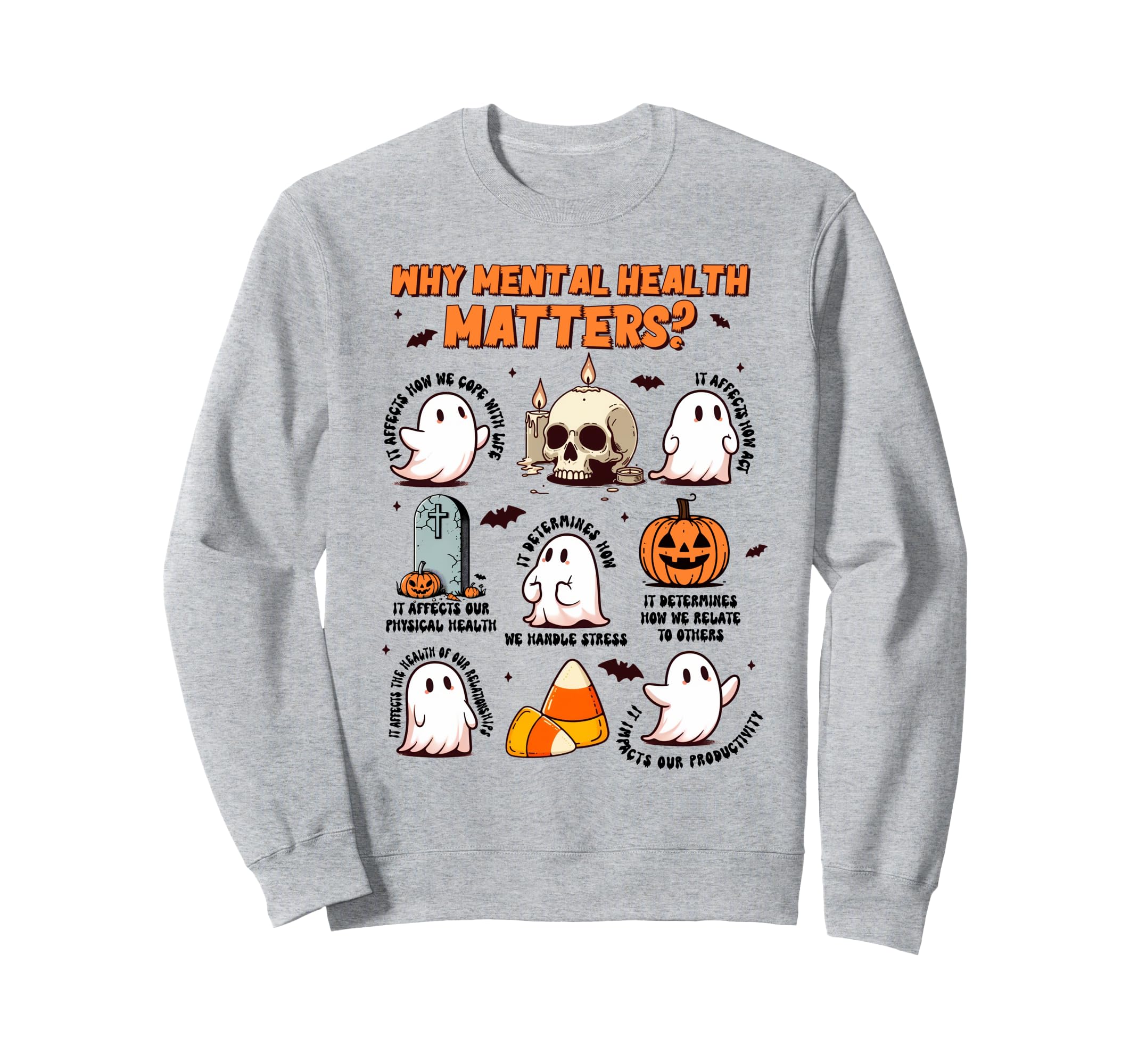 Halloween Vibes Boo Mental Health Sweatshirt - Trendy Graphic Unisex - T-Shirt, Sweatshirt, Hoodie