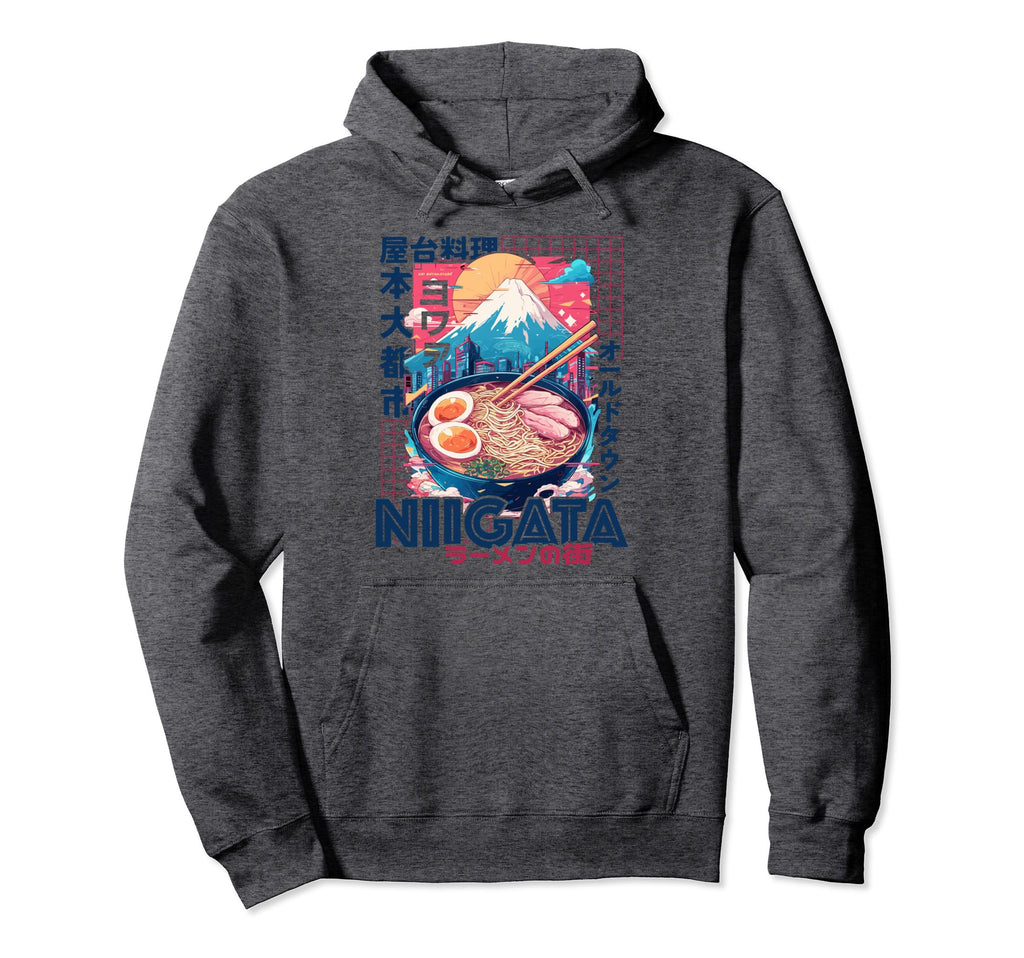Niigata City 80S Synthwave Ramen Bowl Hoodie - Novelty Apparel for Adults - T-Shirt, Sweatshirt, Hoodie