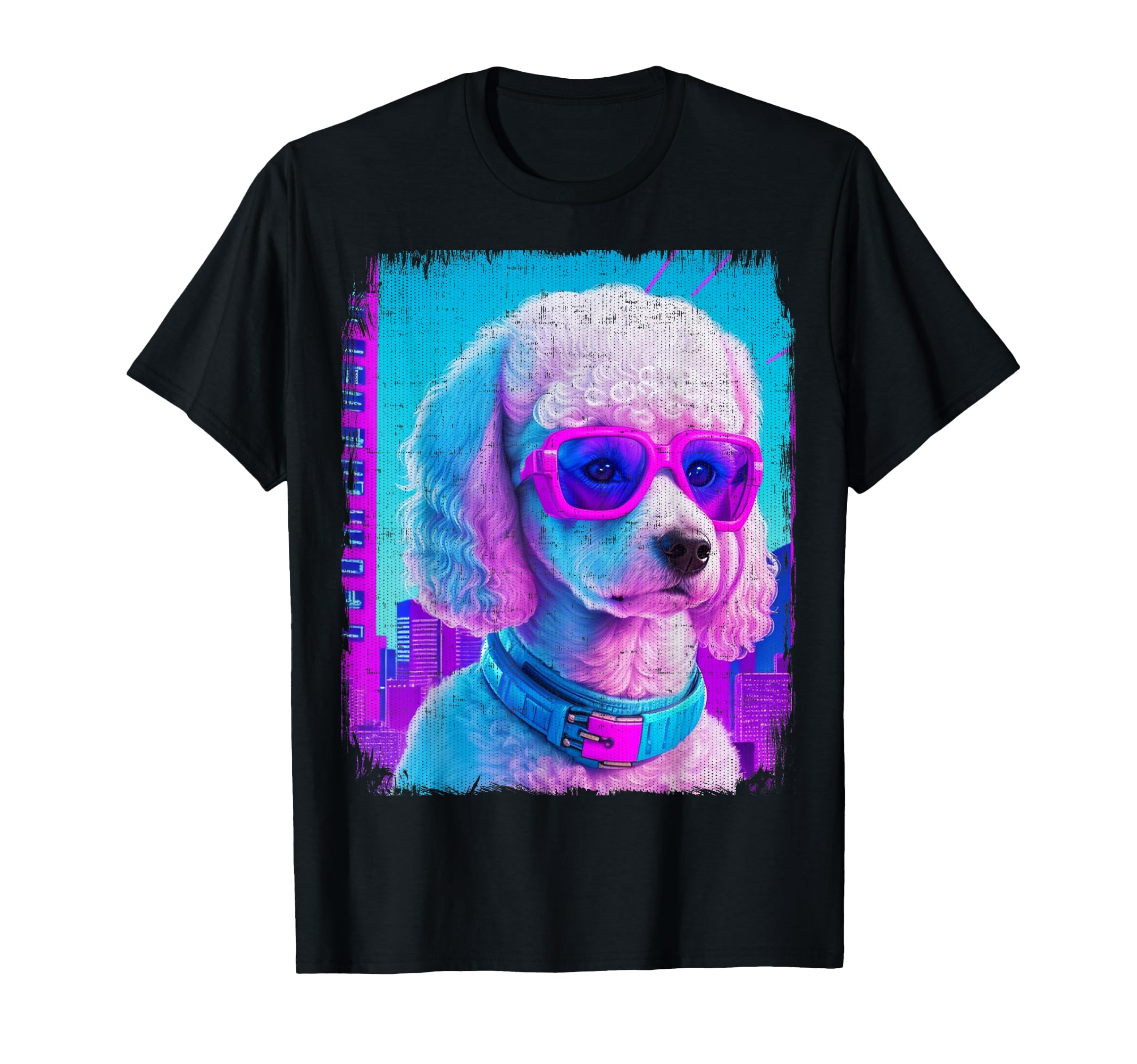 Poodle Dog Cyber Vaporwave 80S T-Shirt - Aesthetic Graphic Men Women - T-Shirt, Sweatshirt, Hoodie