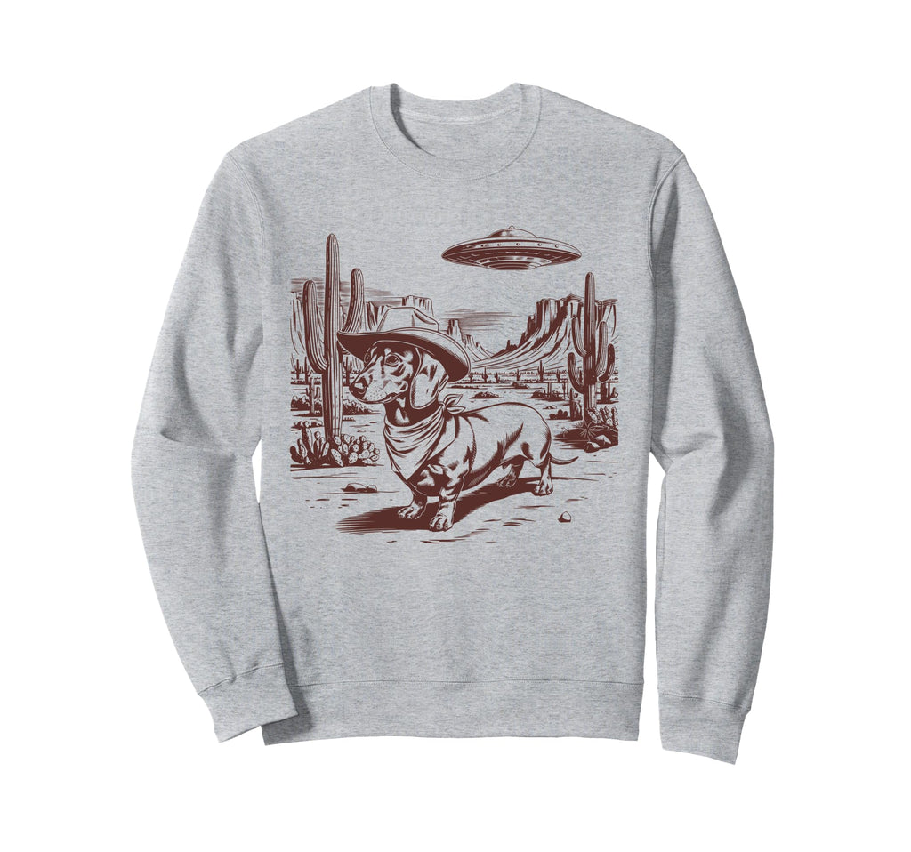 Dachshund Ufo Western Alien 90S Sweatshirt - Trendy Graphic Men Women - T-Shirt, Sweatshirt, Hoodie