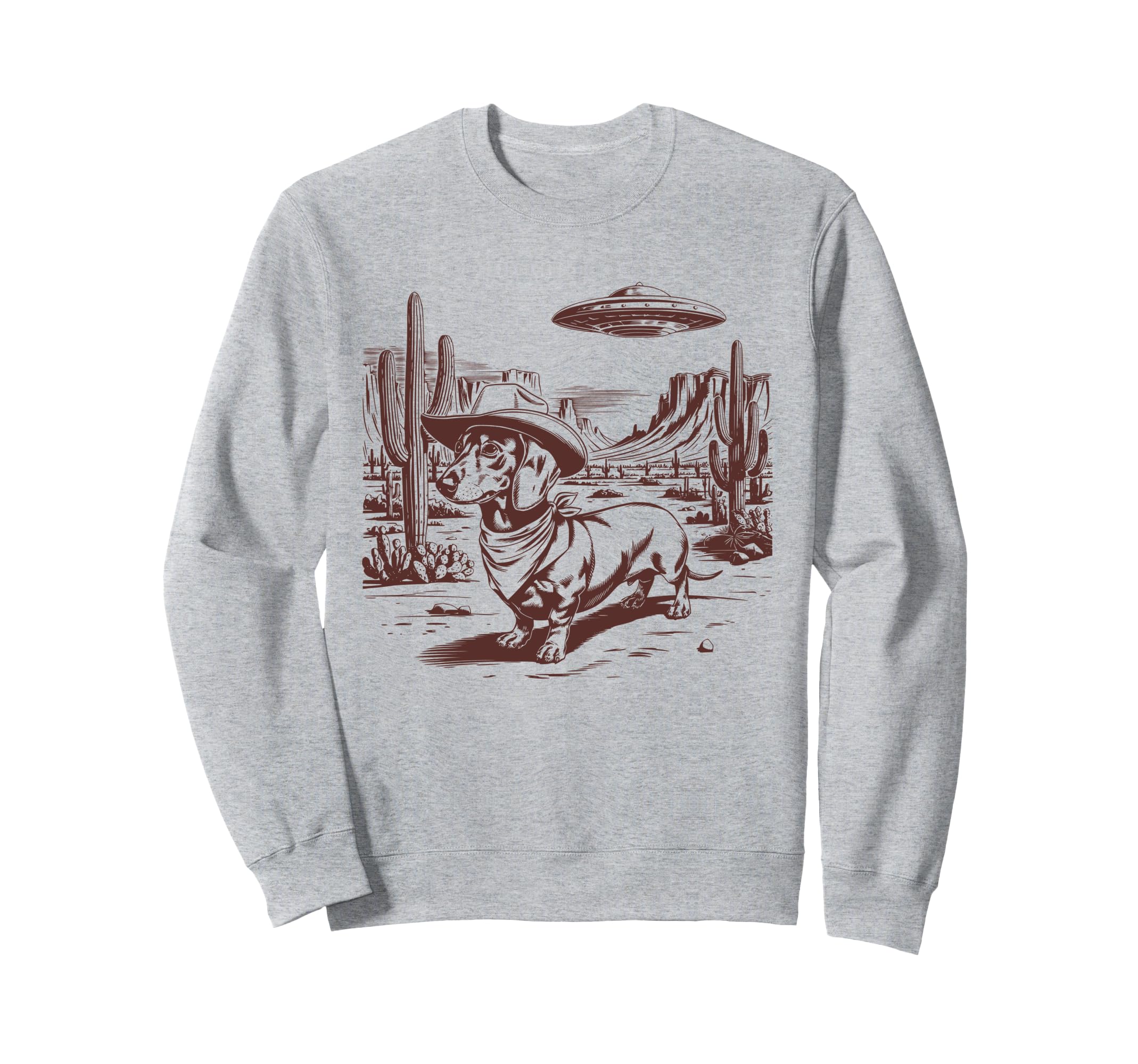 Dachshund Ufo Western Alien 90S Sweatshirt - Trendy Graphic Men Women - T-Shirt, Sweatshirt, Hoodie