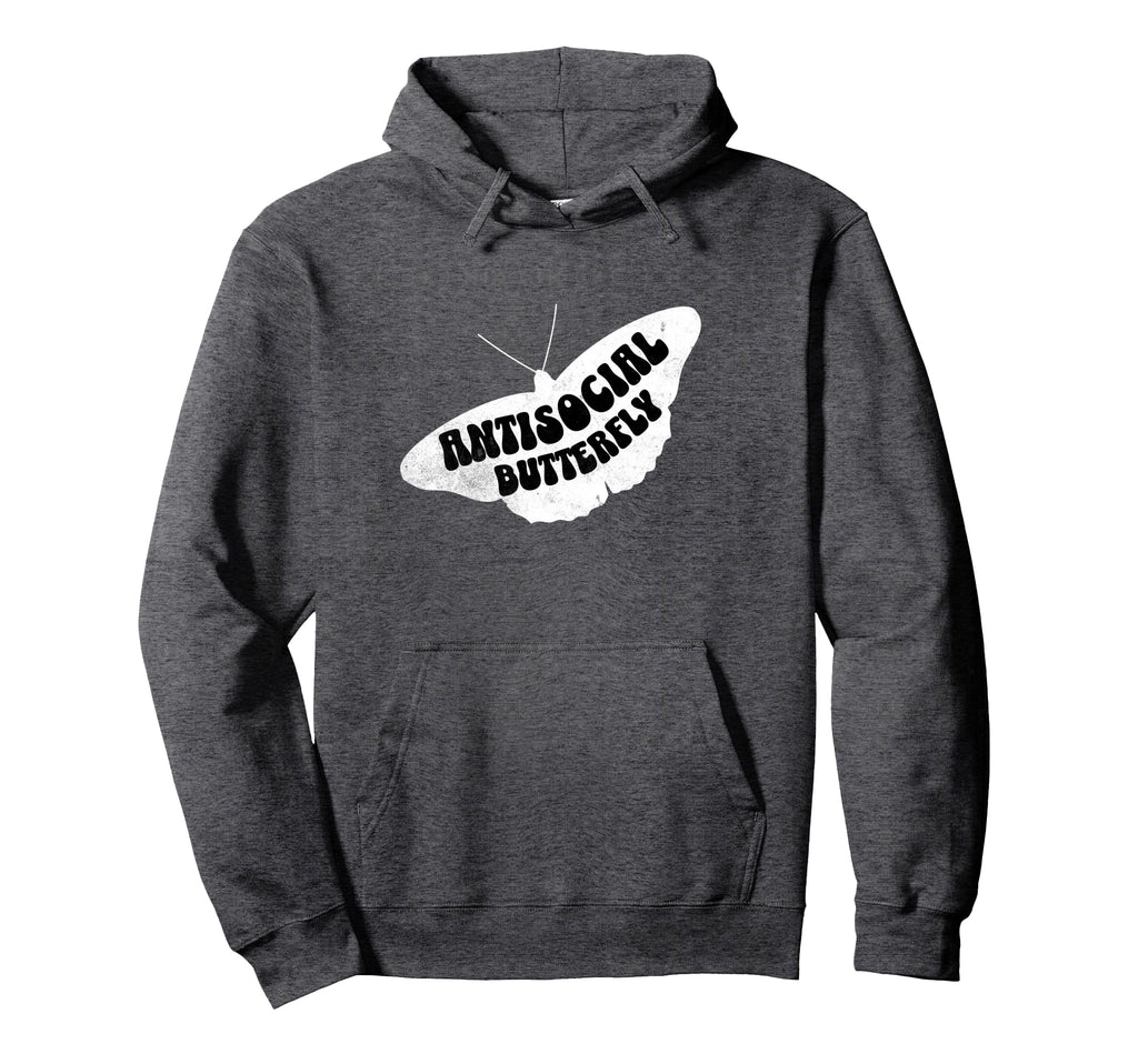 Antisocial Butterfly Social Anxiety Hoodie - Graphic Print Unisex - T-Shirt, Sweatshirt, Hoodie