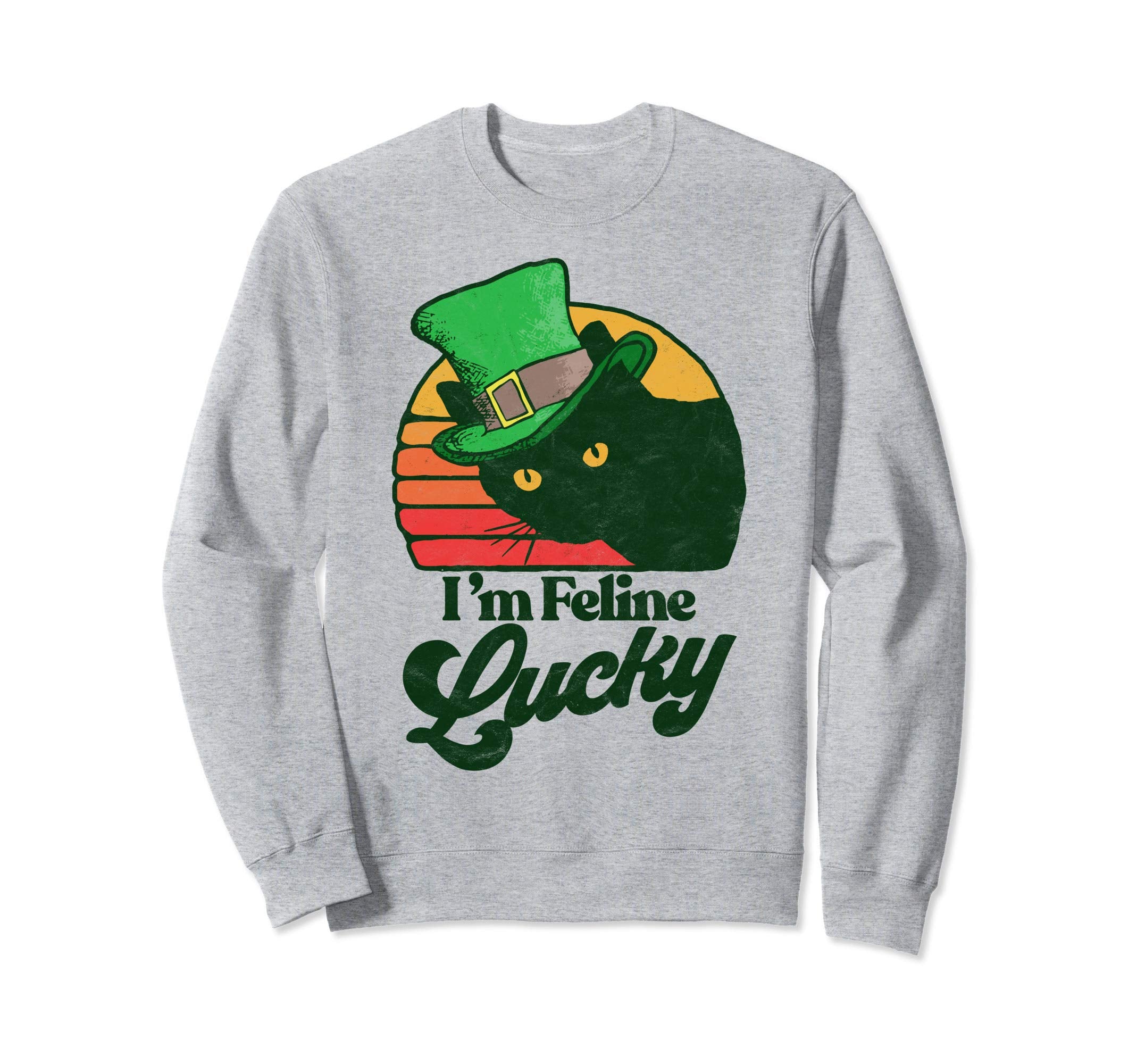 Feline Lucky St Patricks Day Funny Sweatshirt - Trendy Graphic for Adults - T-Shirt, Sweatshirt, Hoodie