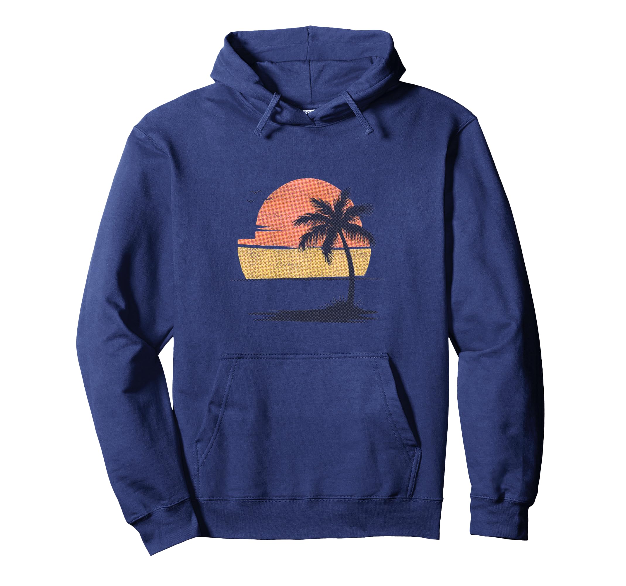 80S Sunset Palm Tree Beach Hoodie - Minimalist Print Men Women - T-Shirt, Sweatshirt, Hoodie