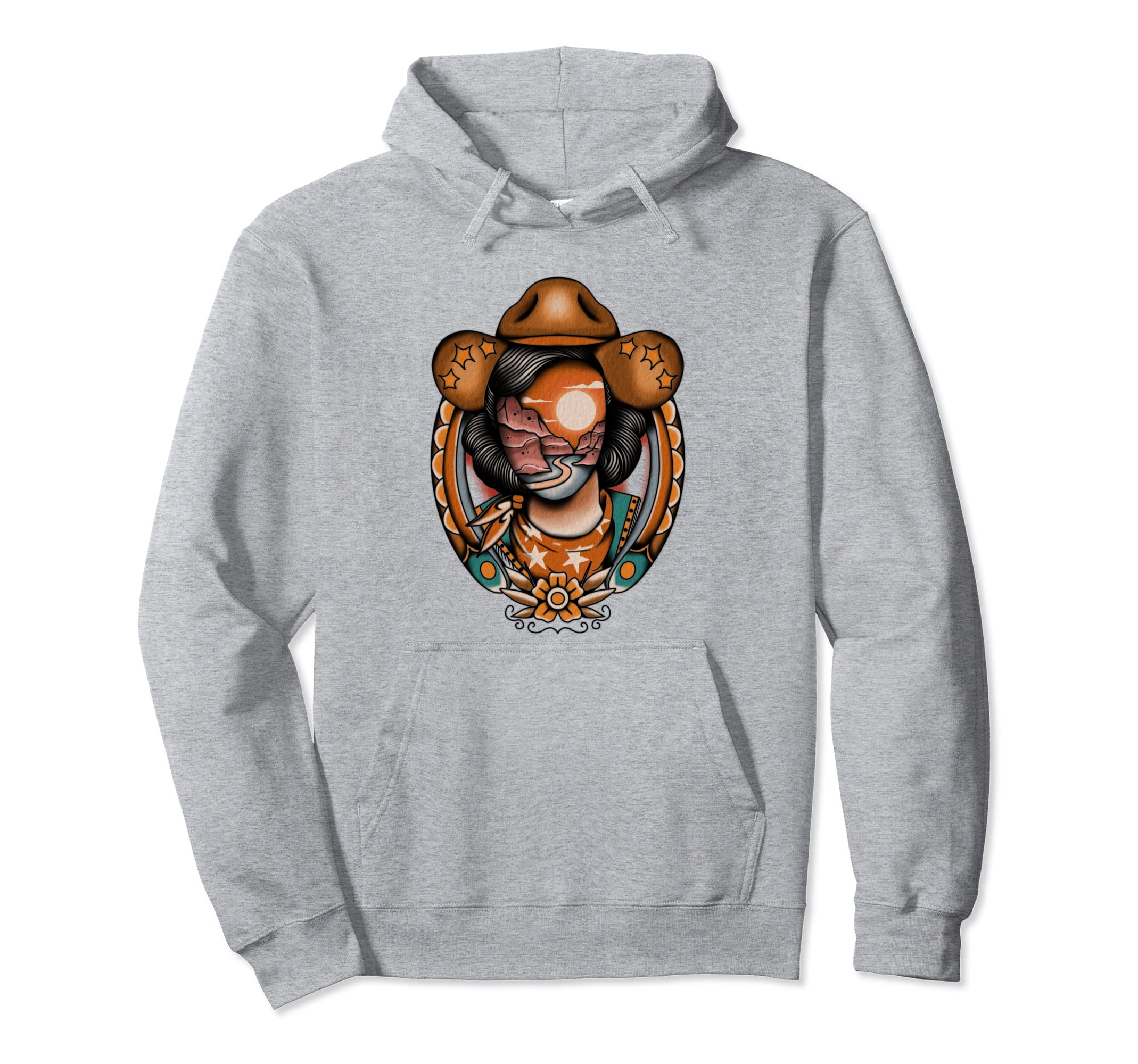 Faceless Cowgirl Trendy Traditional Hoodie - Fun Novelty Design Men Women - T-Shirt, Sweatshirt, Hoodie